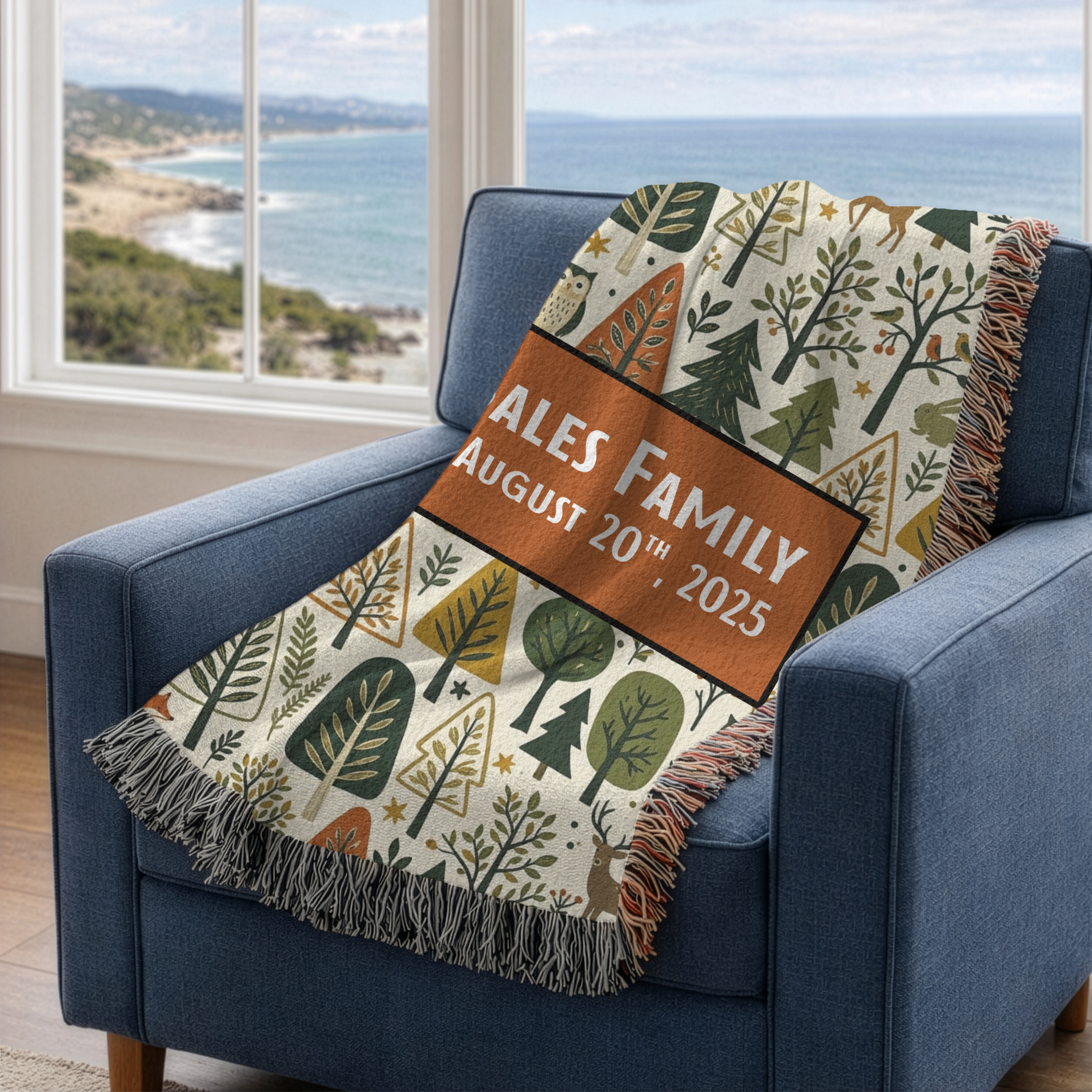 Personalized Family Animal Forest Woven Blanket