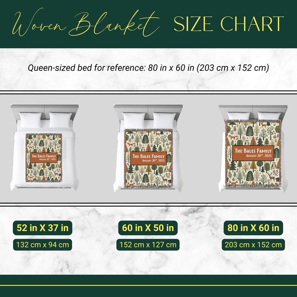 Personalized Family Animal Forest Woven Blanket