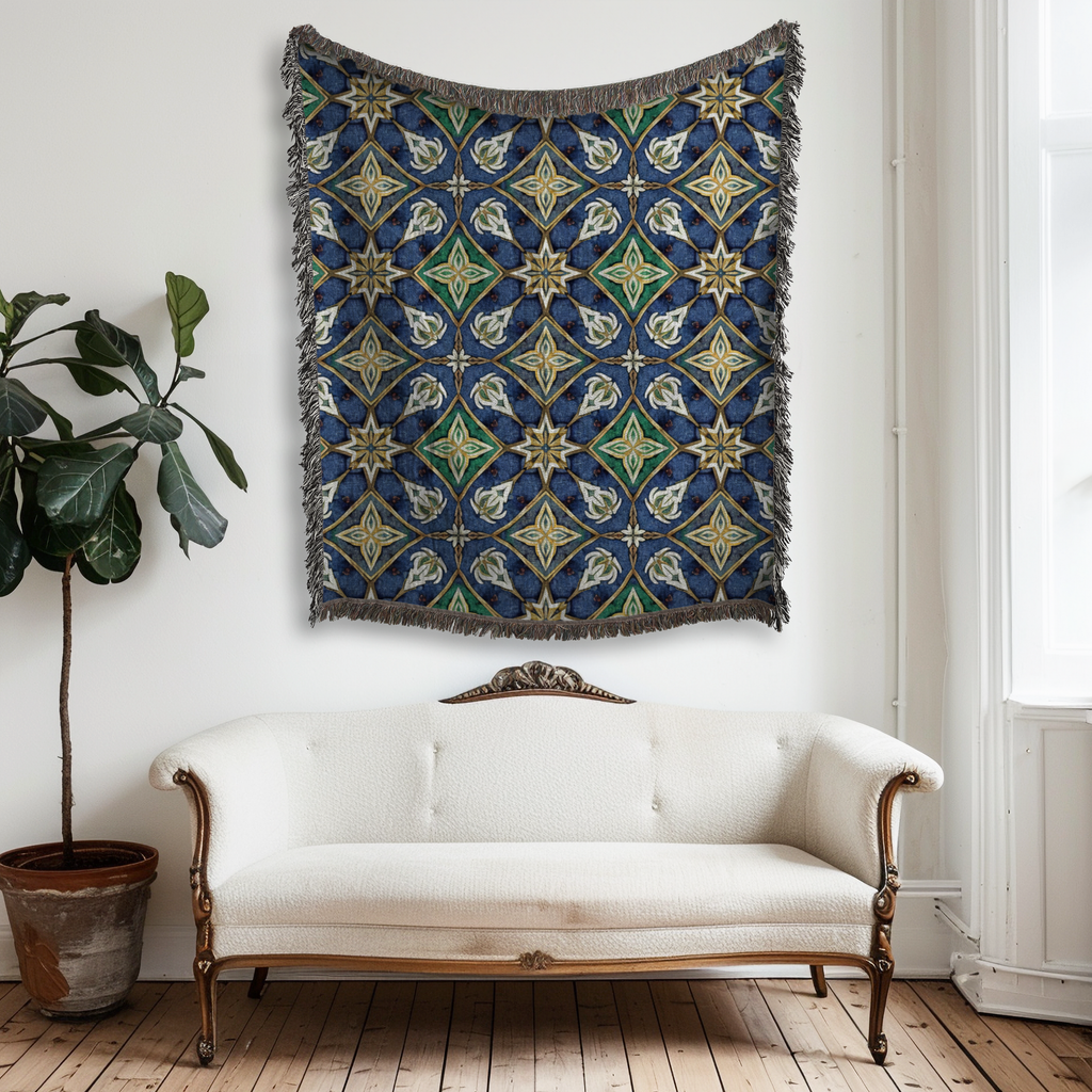 Artisan Geometric Tapestry Woven Blanket