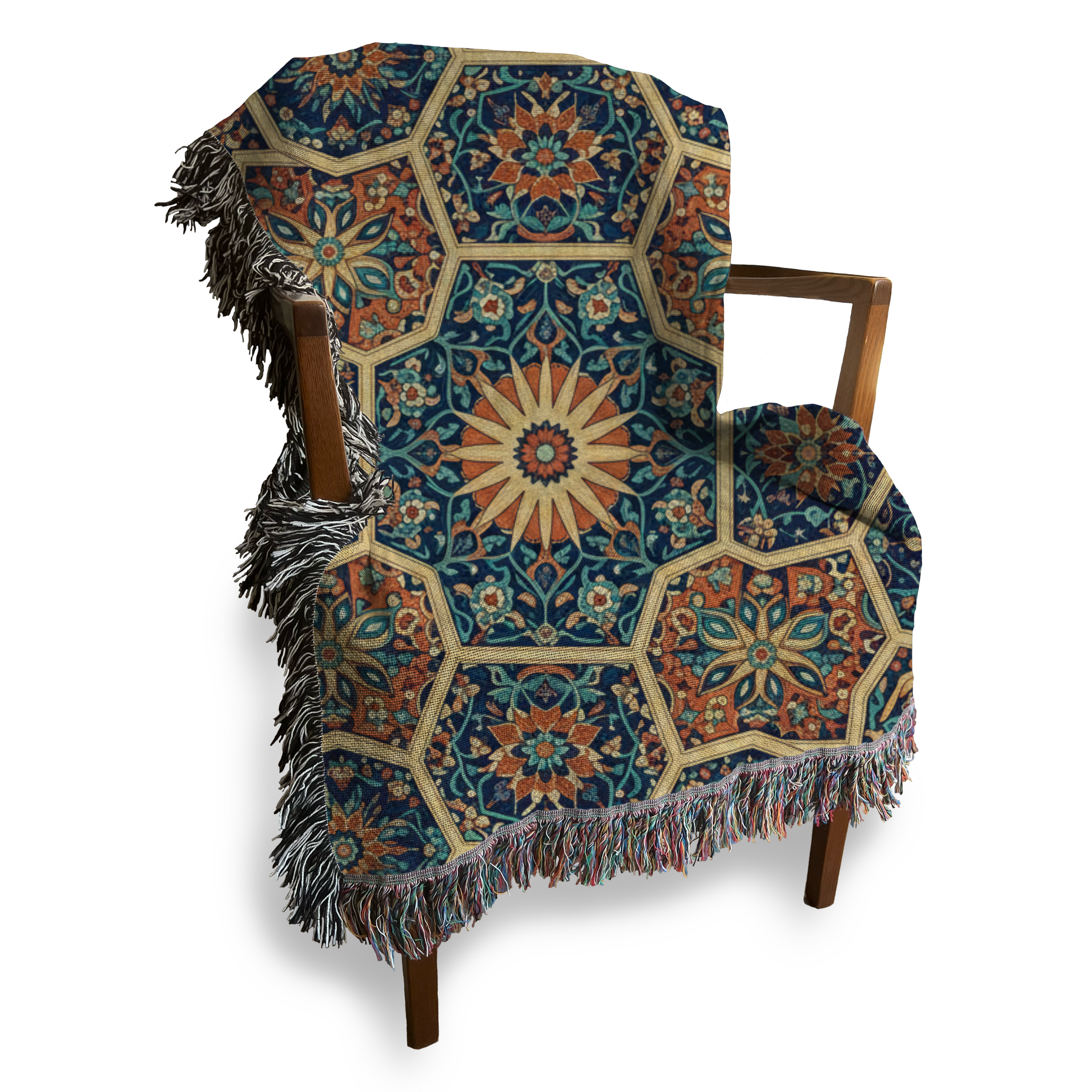 Turkish Geometric Pattern Tapestry Woven Blanket
