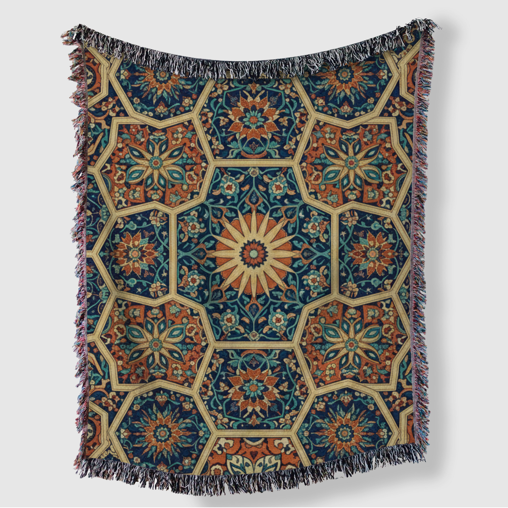 Turkish Geometric Pattern Tapestry Woven Blanket