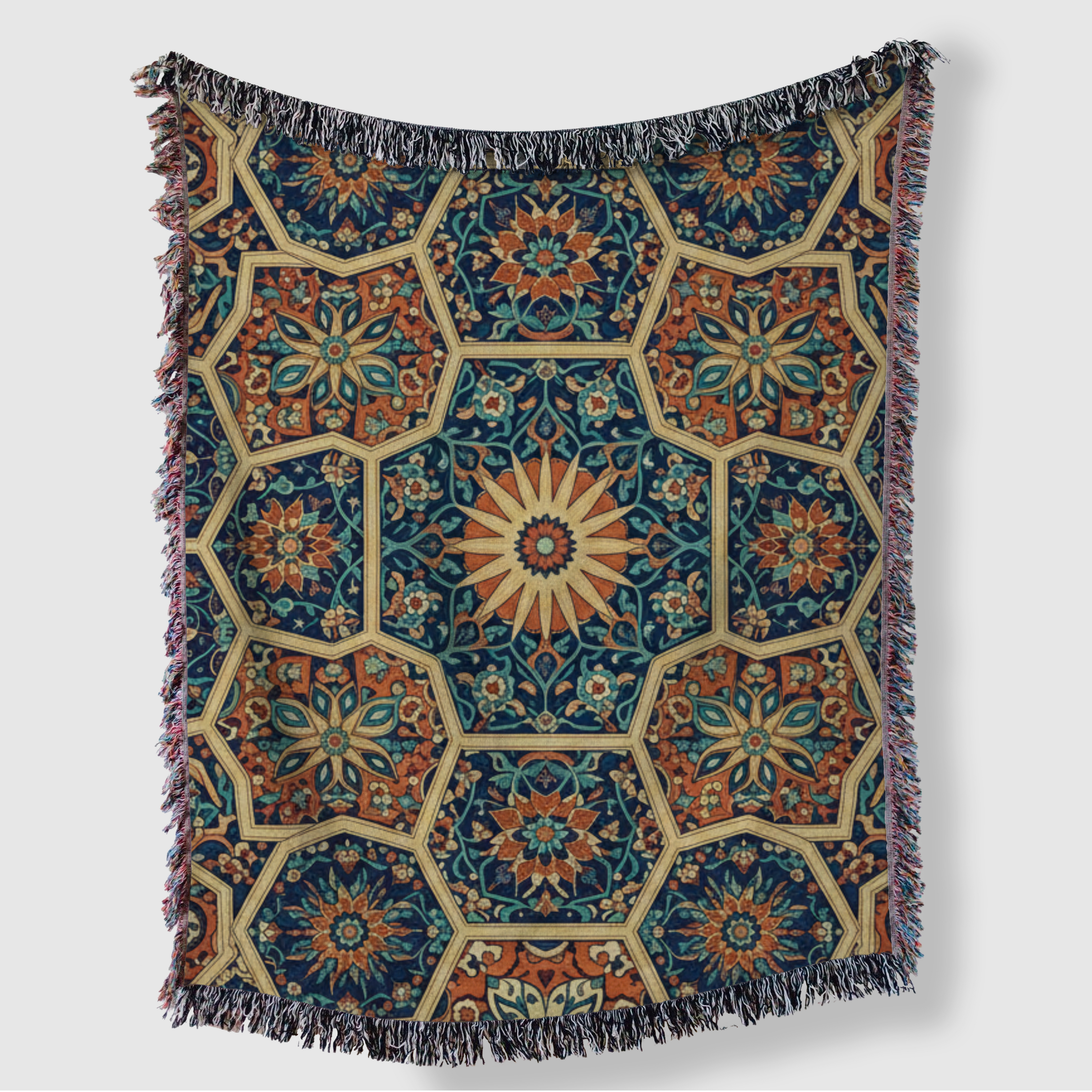 Turkish Geometric Pattern Tapestry Woven Blanket