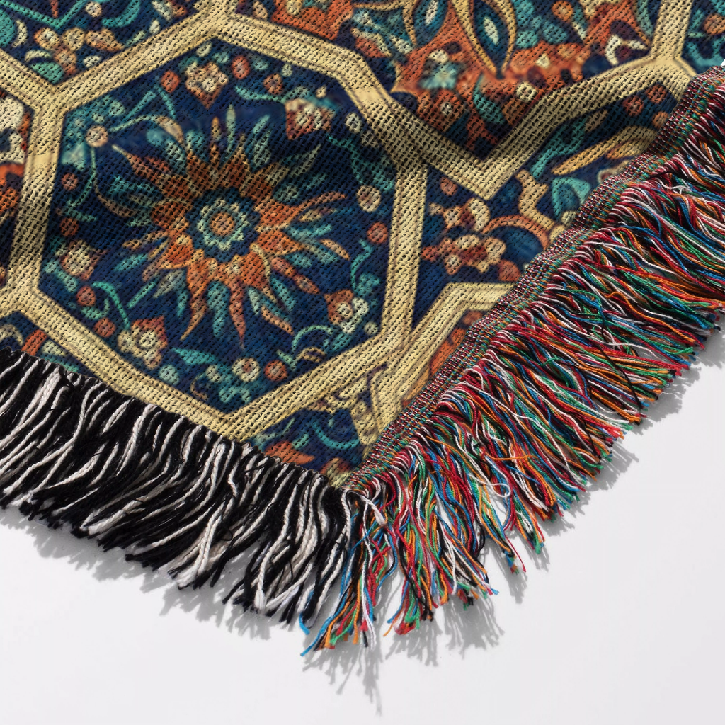 Turkish Geometric Pattern Tapestry Woven Blanket