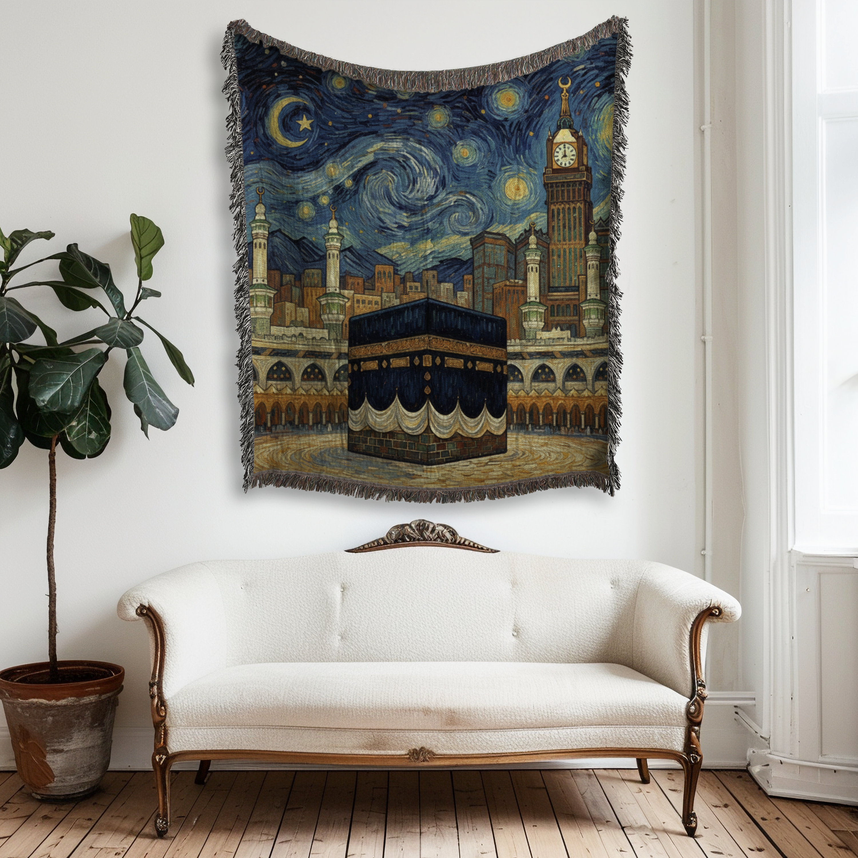 Celestial Makkah Tapestry Woven Blanket
