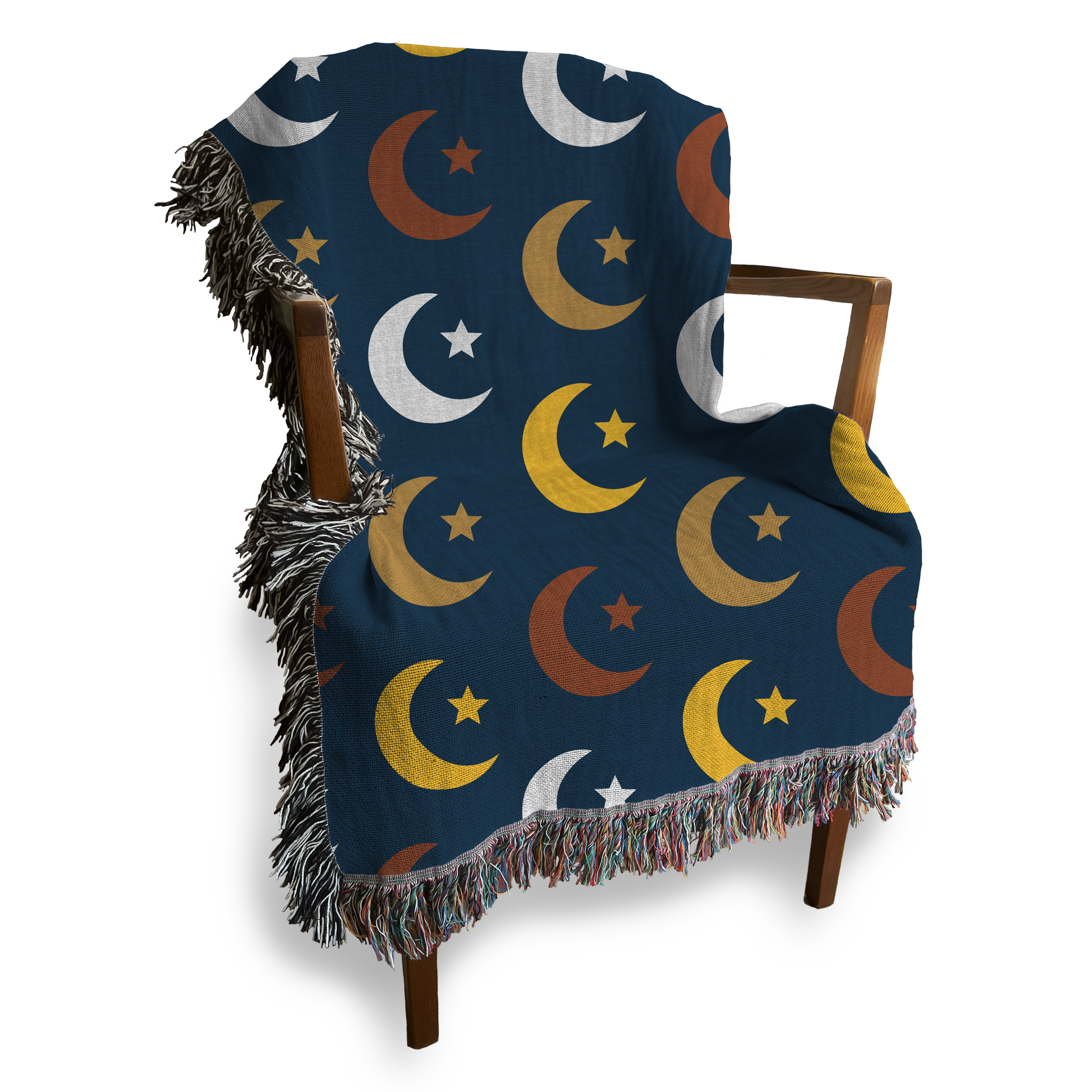 Crescent Moon Pattern Tapestry Woven Blanket