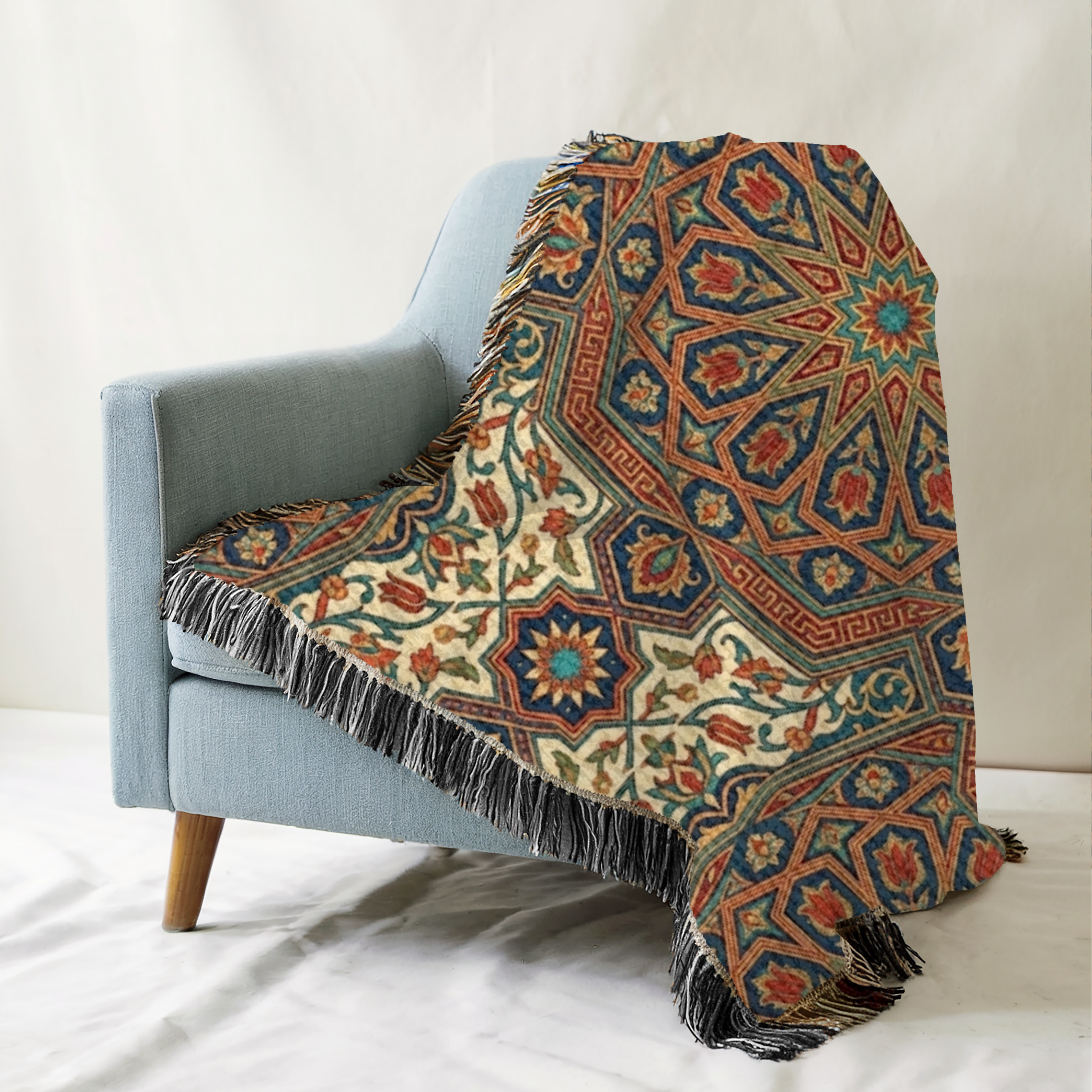 Iznik Bloom Tapestry Woven Blanket
