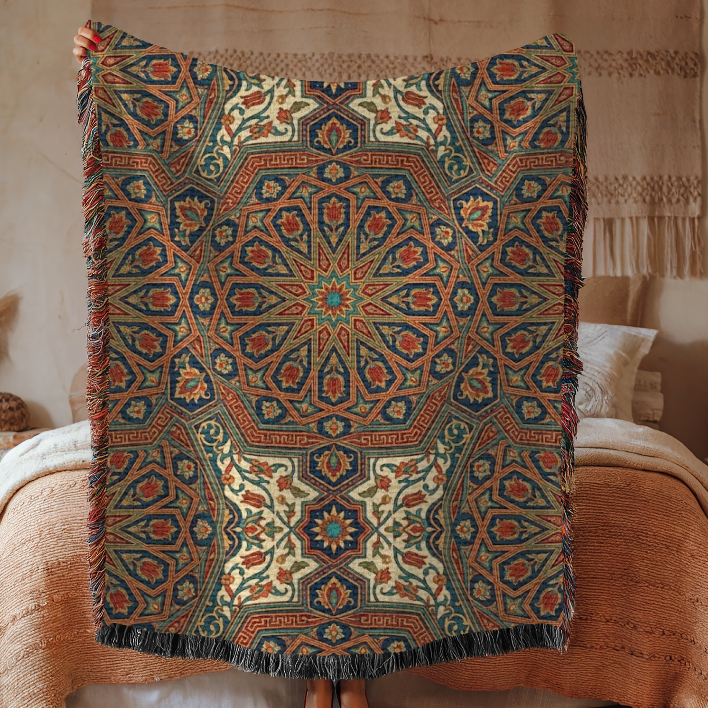 Iznik Bloom Tapestry Woven Blanket