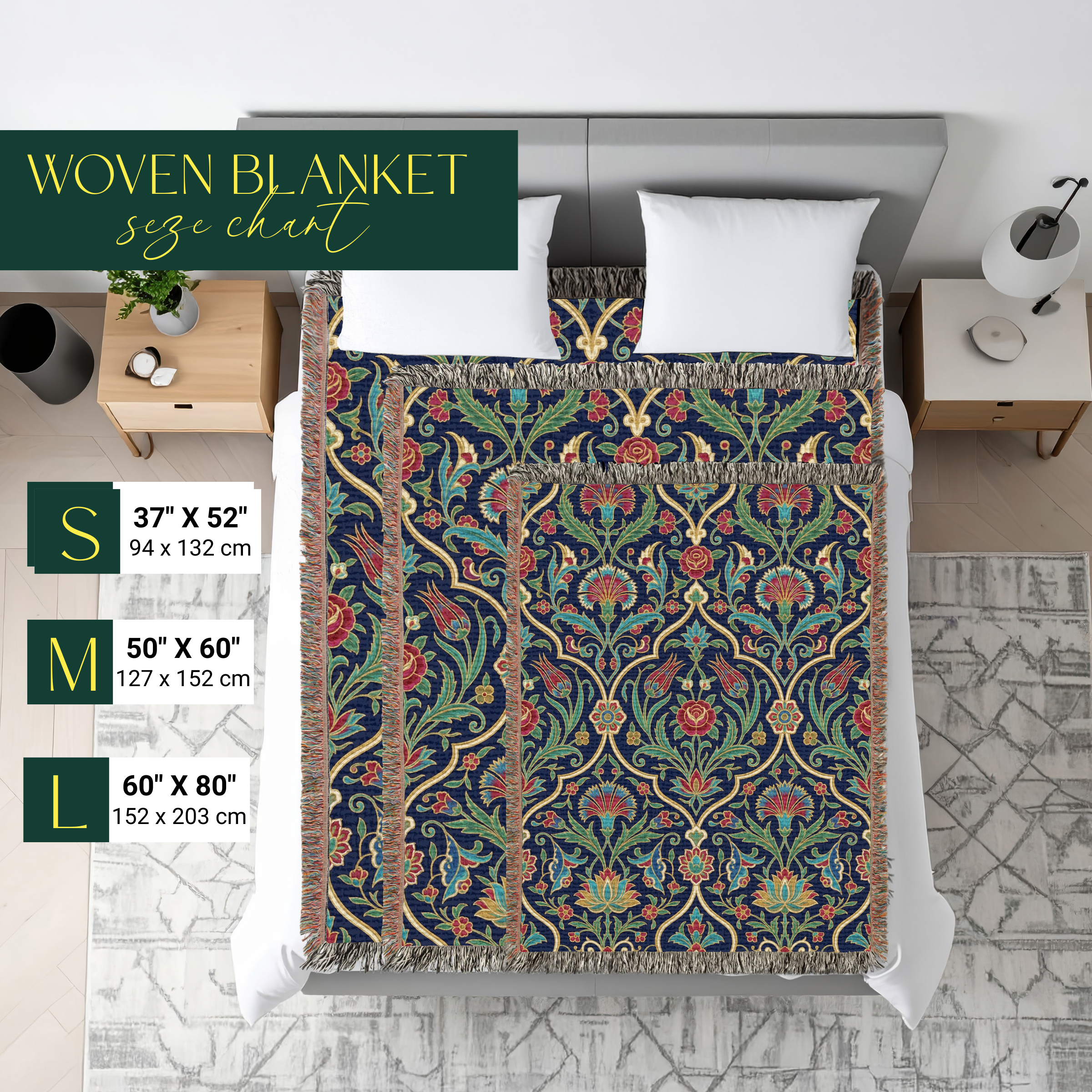 The Ottoman Medallion Tapestry Woven Blanket