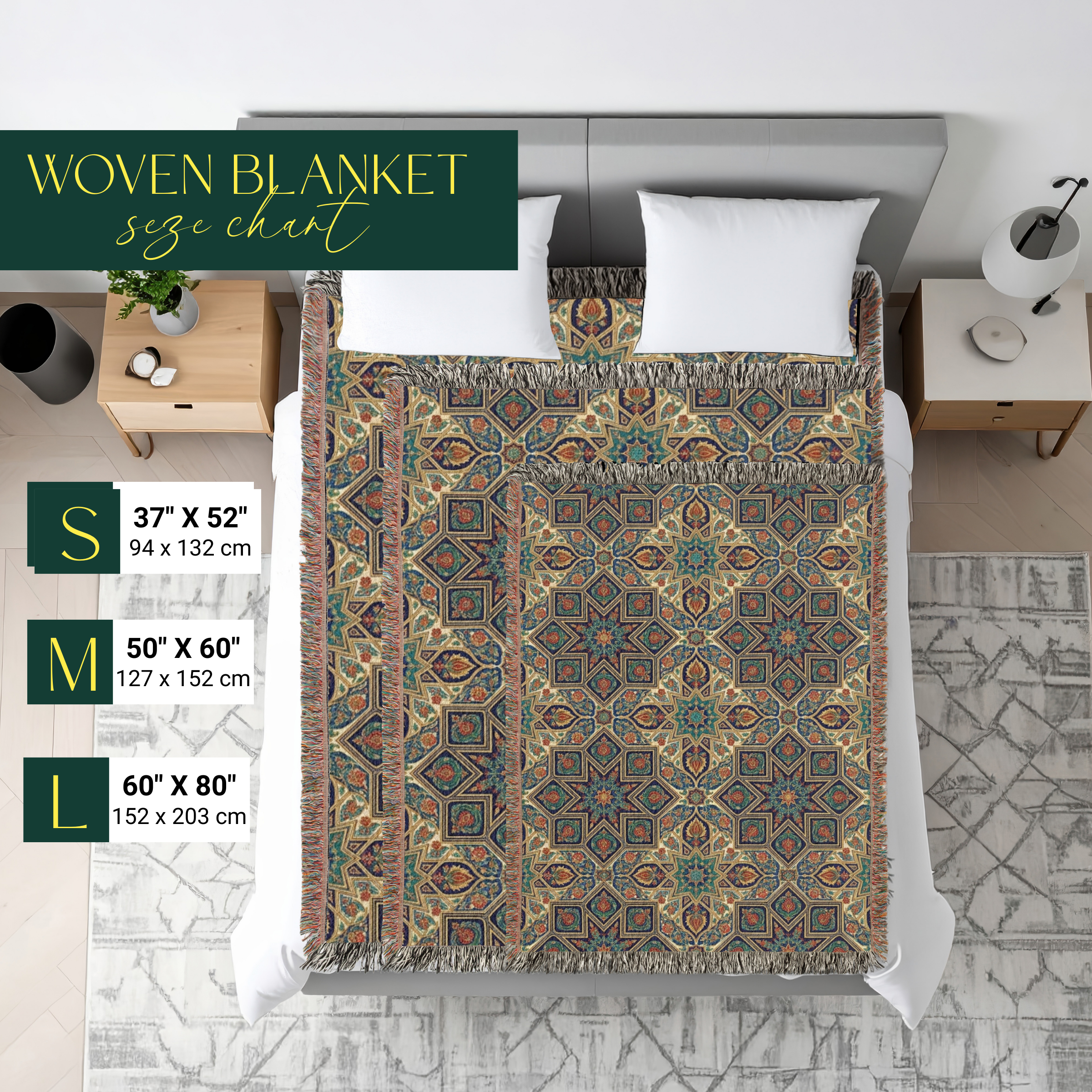 Khatim Roses Tapestry Woven Blanket