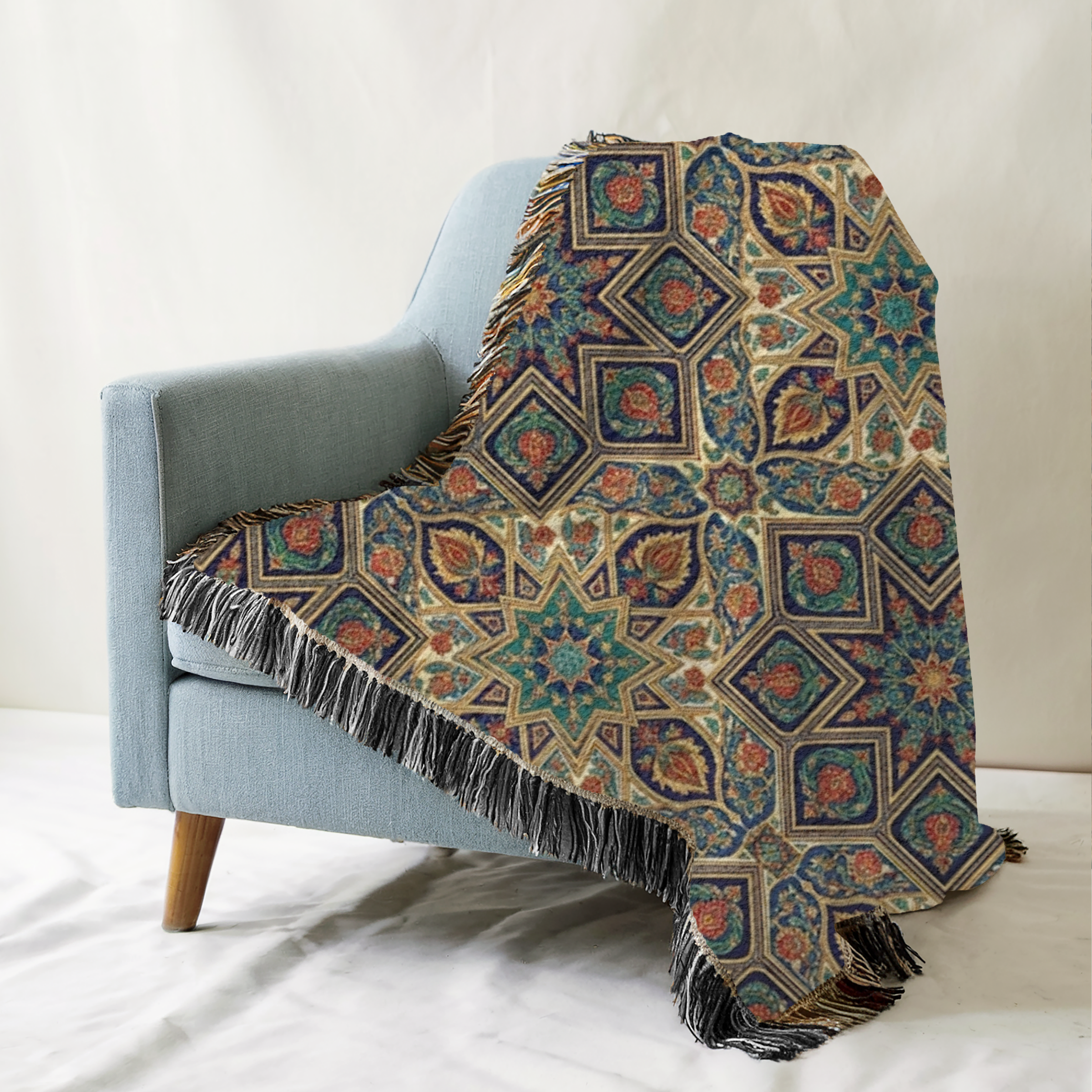 Khatim Roses Tapestry Woven Blanket