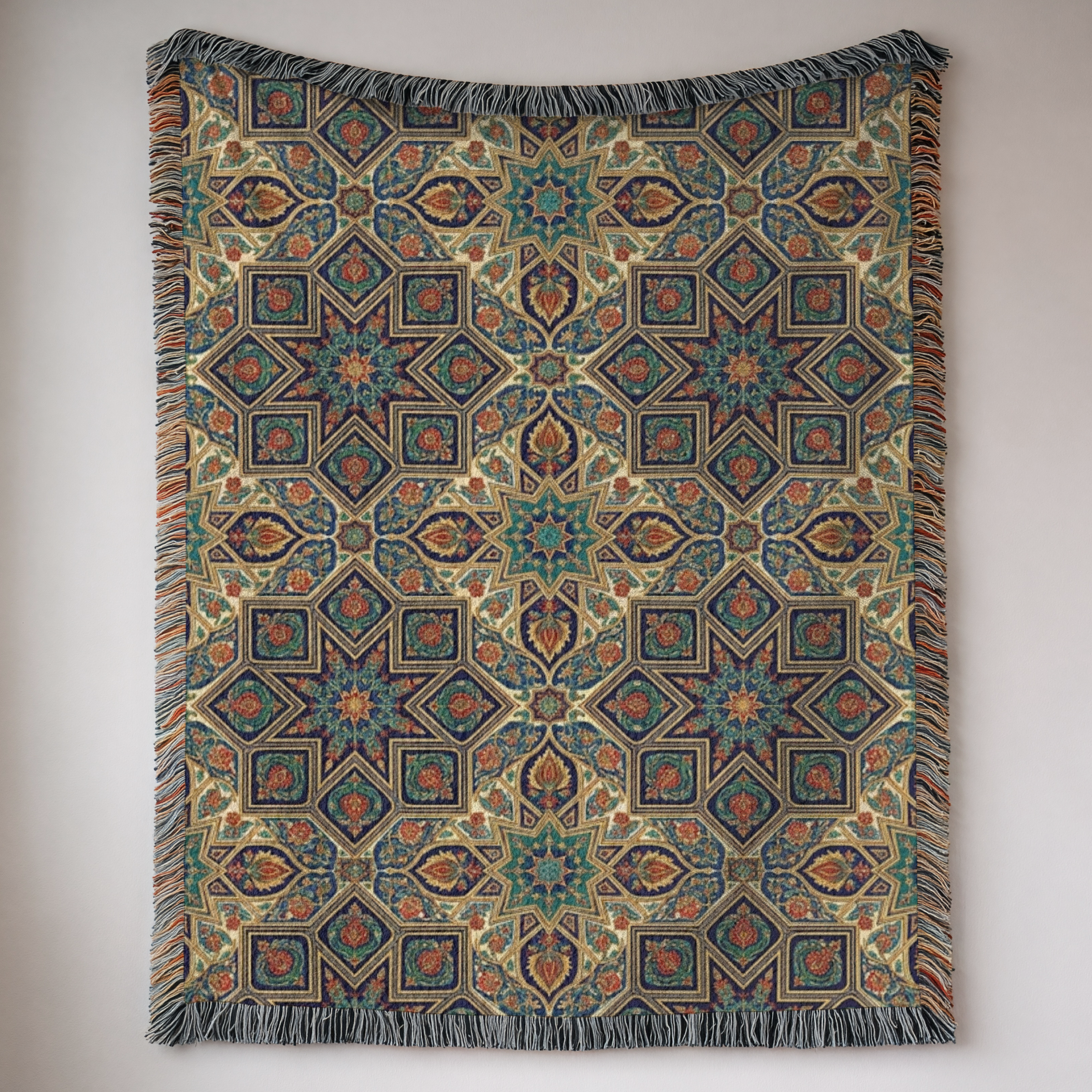 Khatim Roses Tapestry Woven Blanket