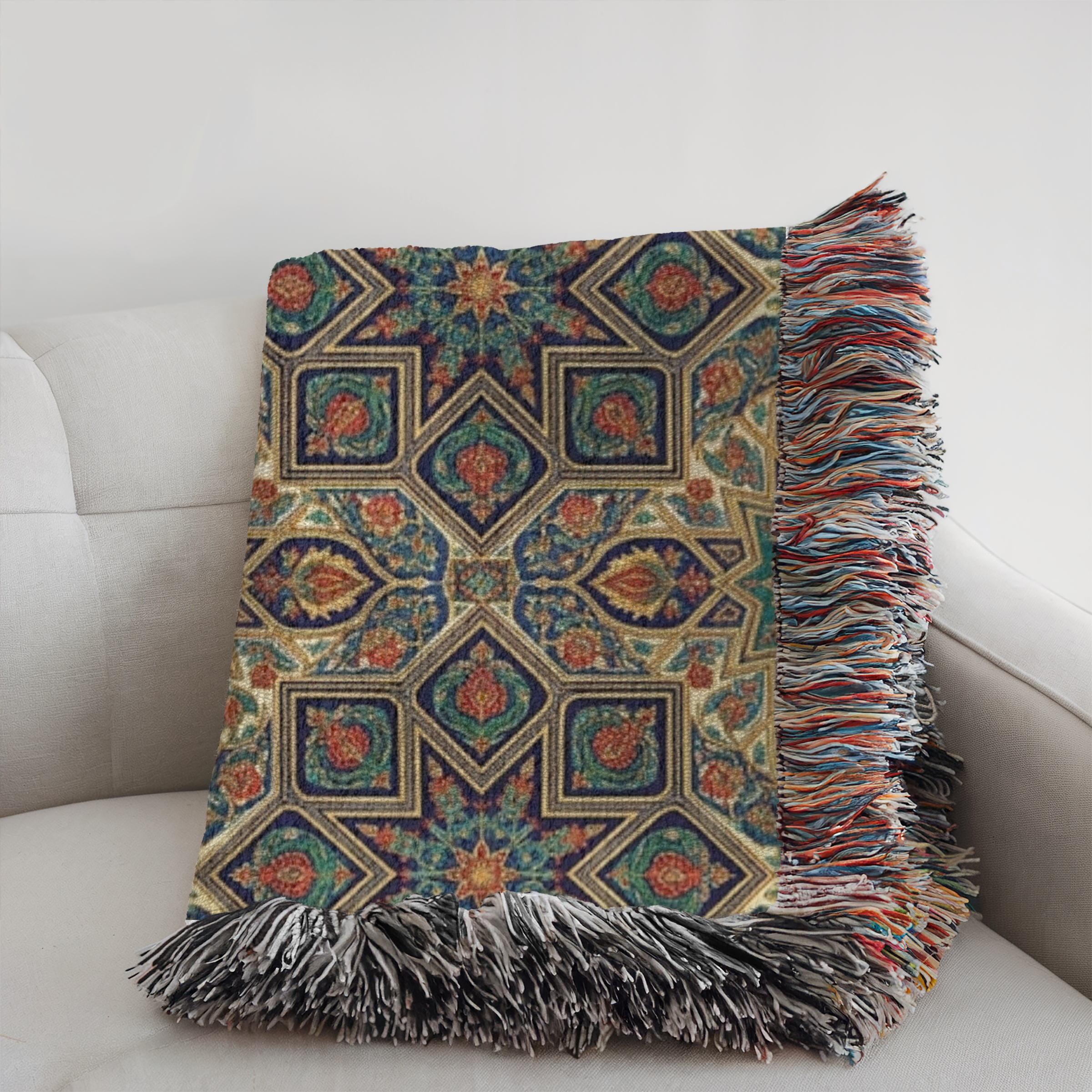 Khatim Roses Tapestry Woven Blanket