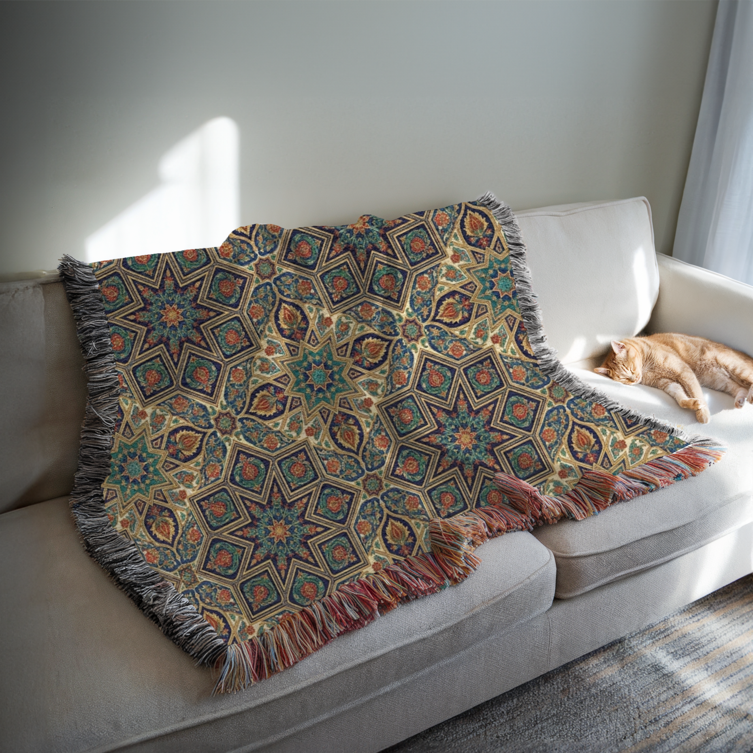 Khatim Roses Tapestry Woven Blanket