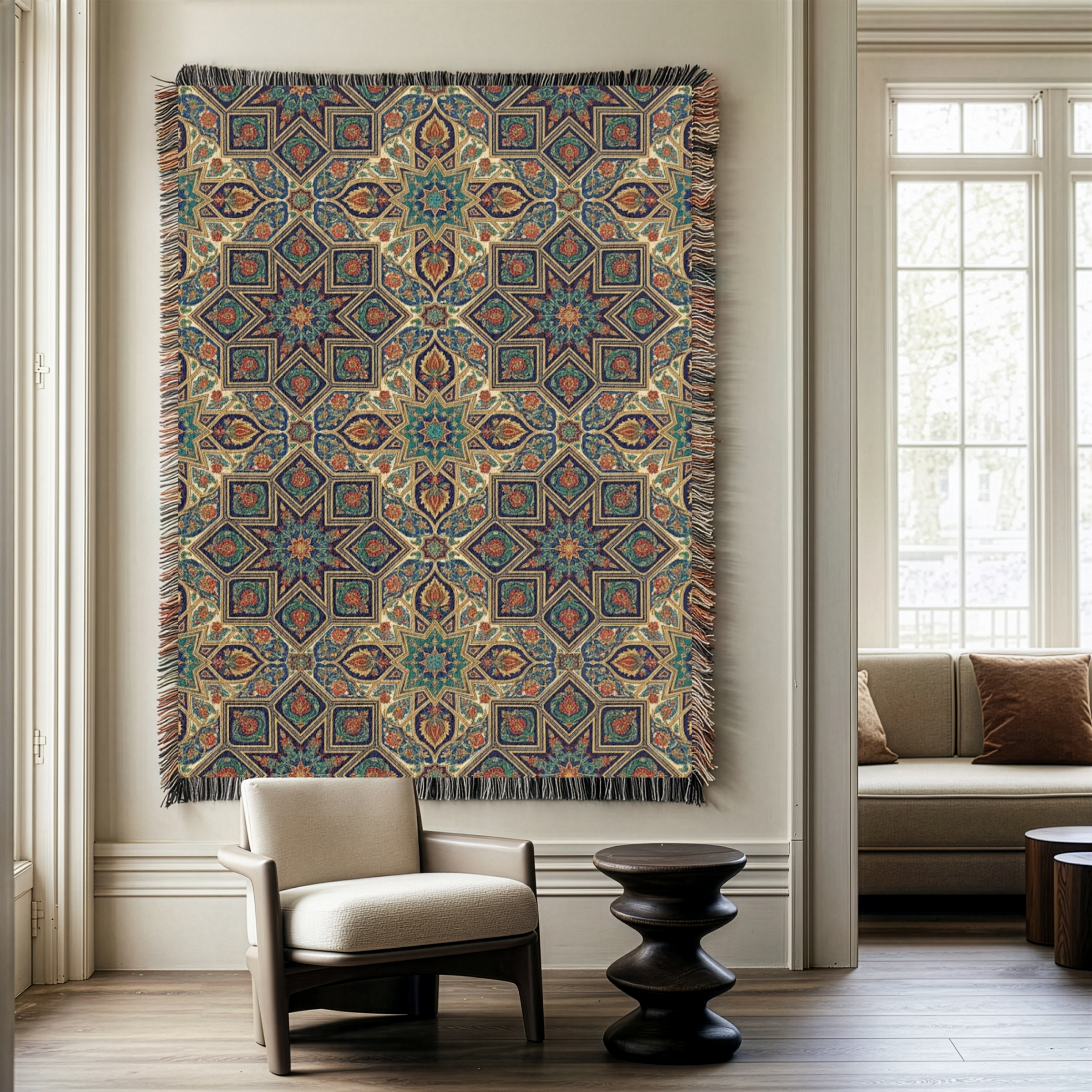 Khatim Roses Tapestry Woven Blanket