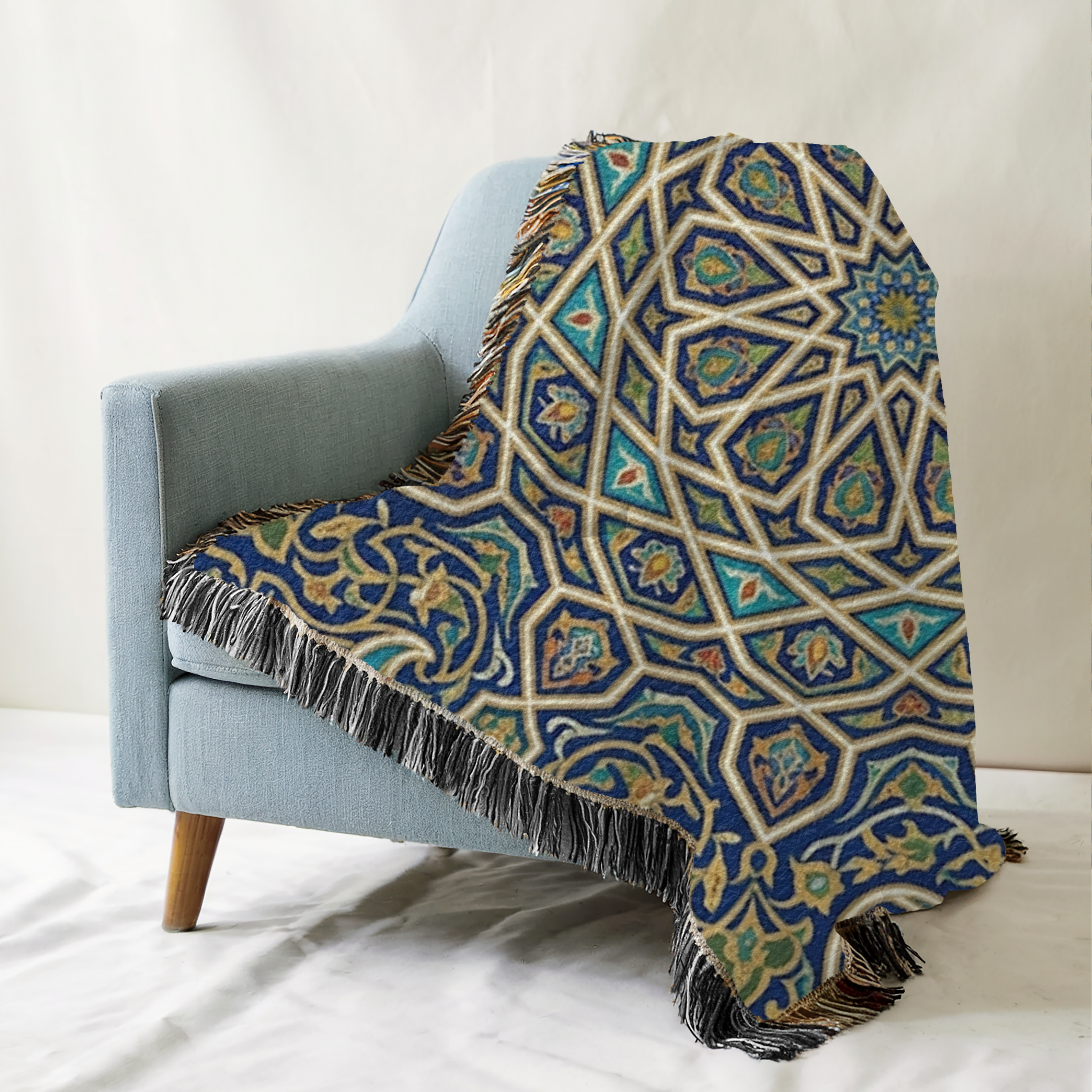 Moroccan Mosaic Tapestry Woven Blanket