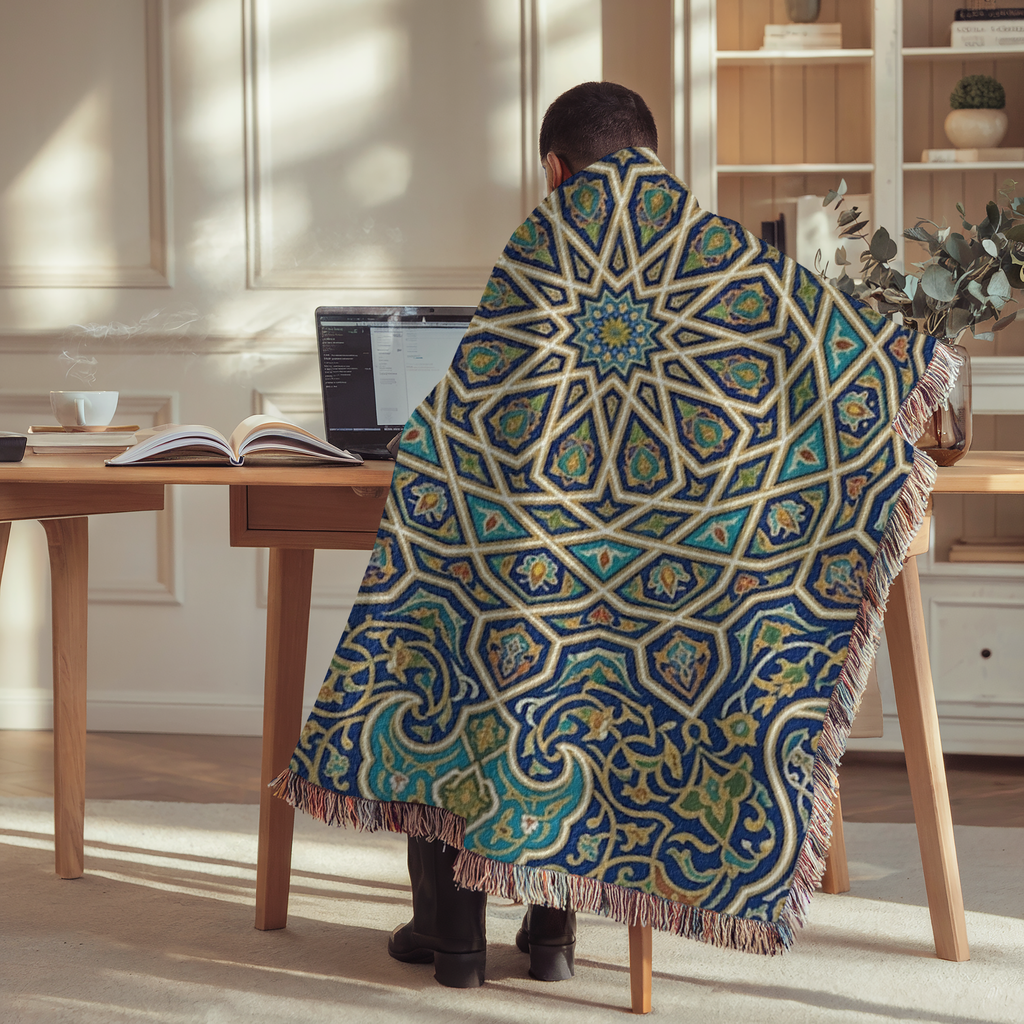 Moroccan Mosaic Tapestry Woven Blanket