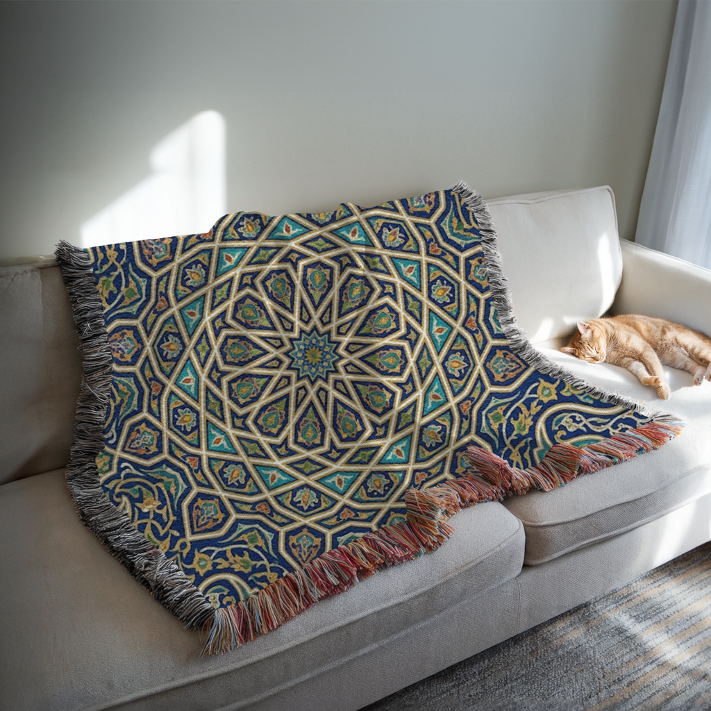 Moroccan Mosaic Tapestry Woven Blanket