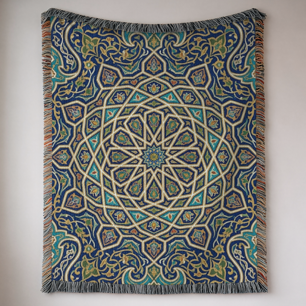 Moroccan Mosaic Tapestry Woven Blanket