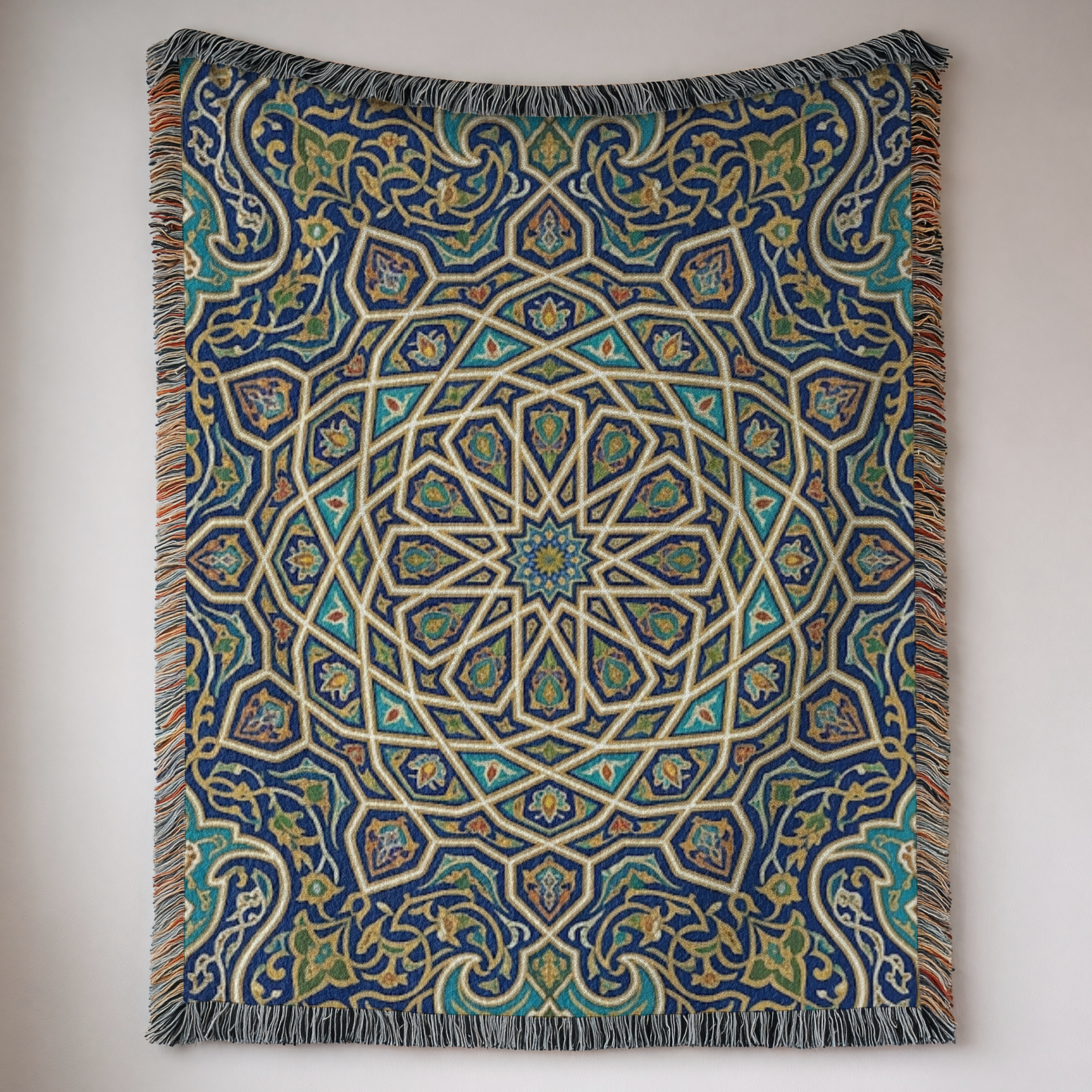 Moroccan Mosaic Tapestry Woven Blanket