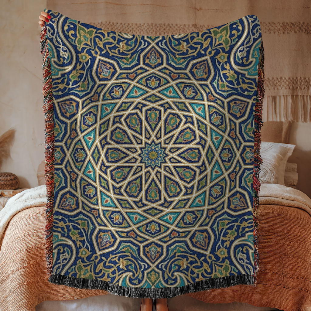 Moroccan Mosaic Tapestry Woven Blanket