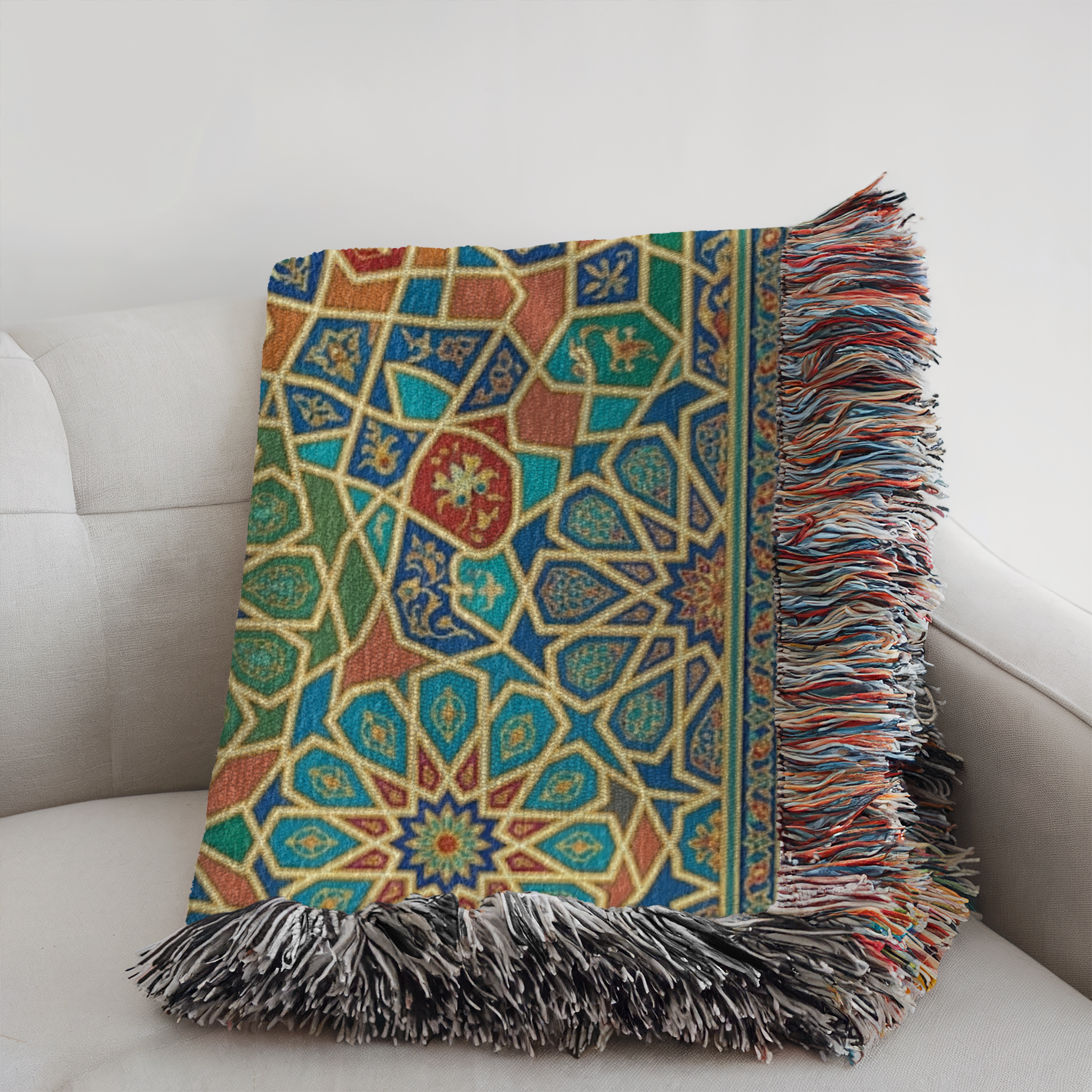 Moroccan Starburst Tapestry Woven Blanket