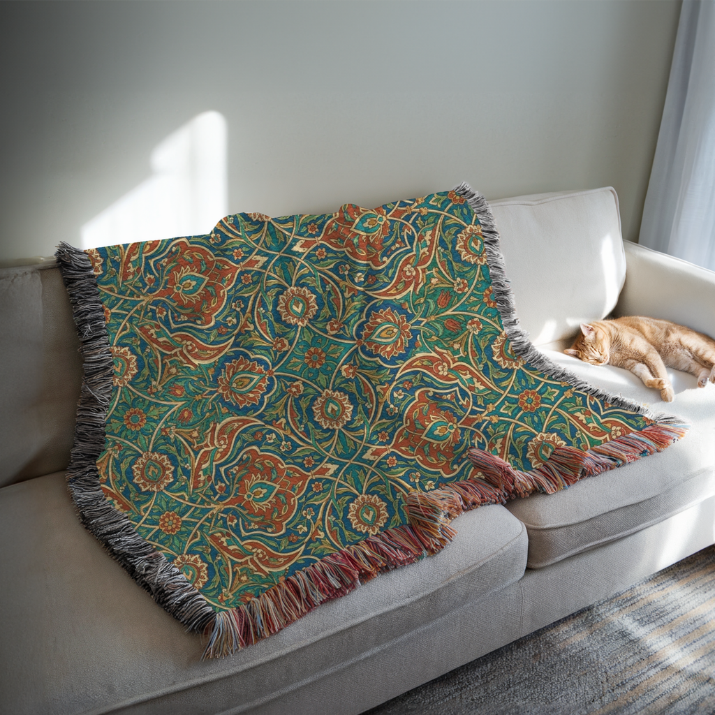 Persian Garden Heritage Woven Throw Blanket