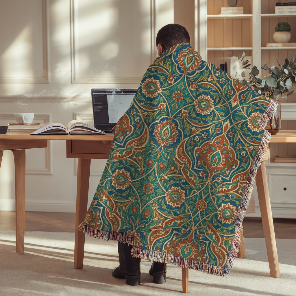 Persian Garden Heritage Woven Throw Blanket