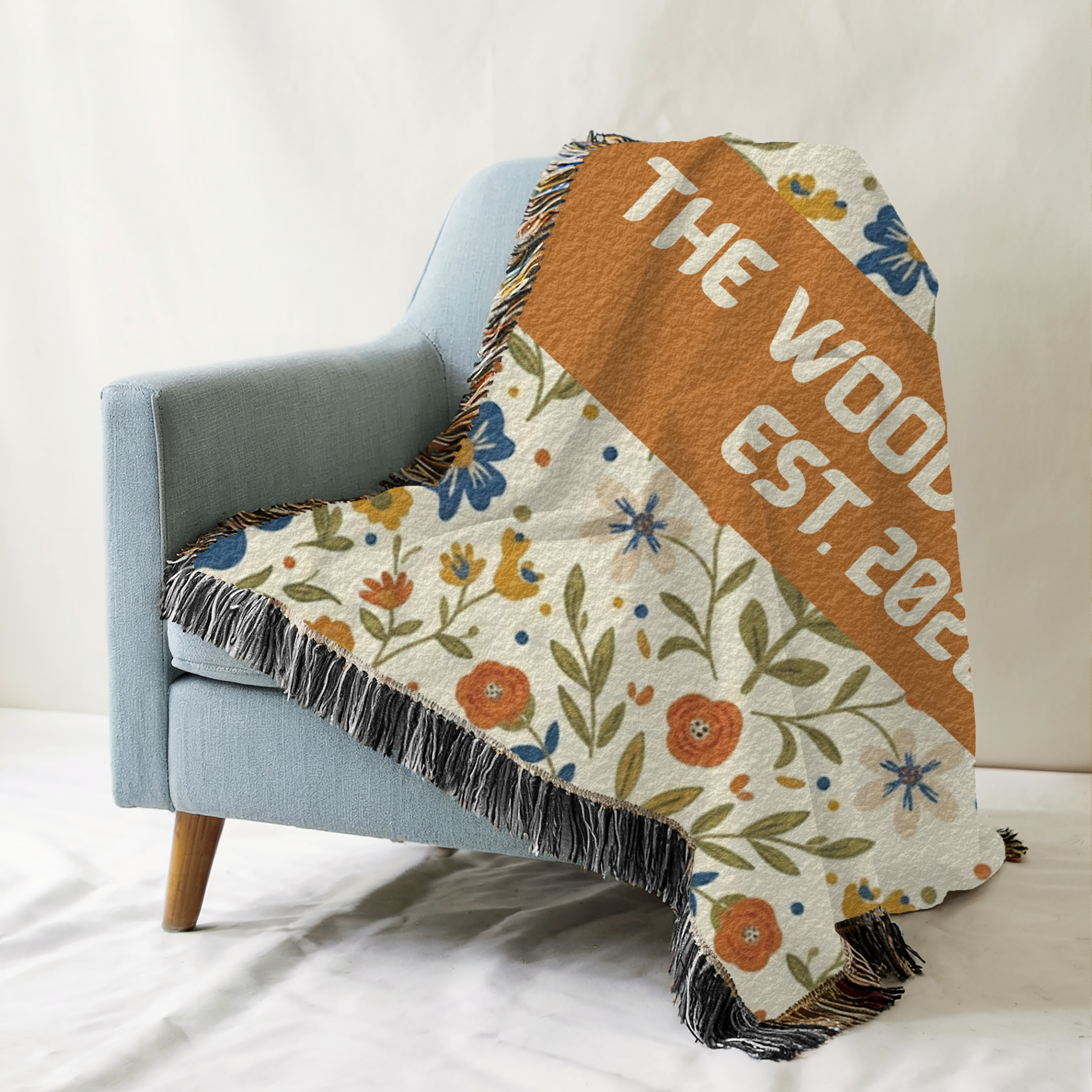 Personalized Wildflower Accent Woven Blanket Throw