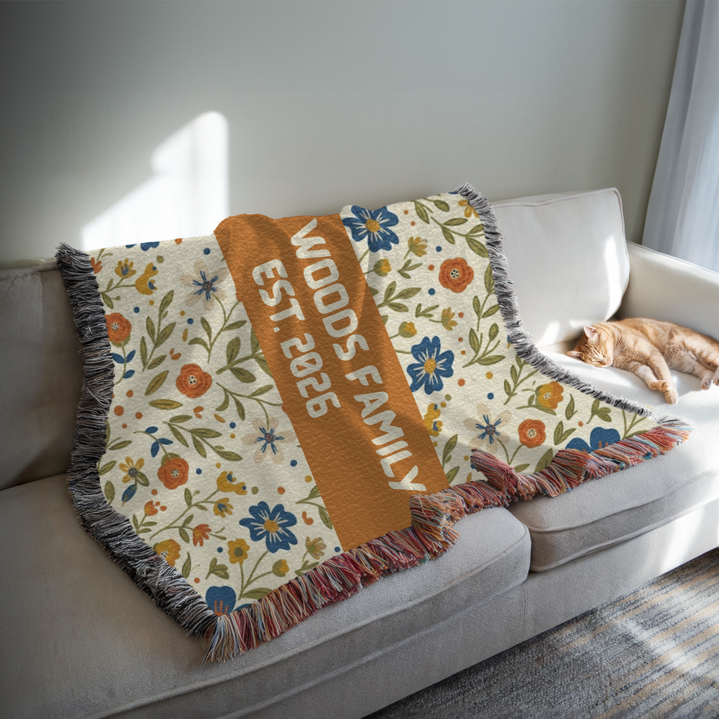 Personalized Wildflower Accent Woven Blanket Throw