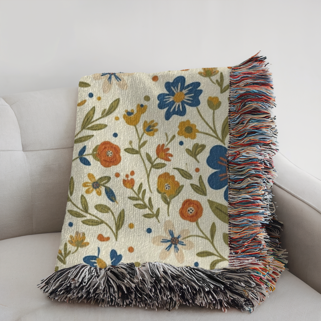 Personalized Wildflower Accent Woven Blanket Throw