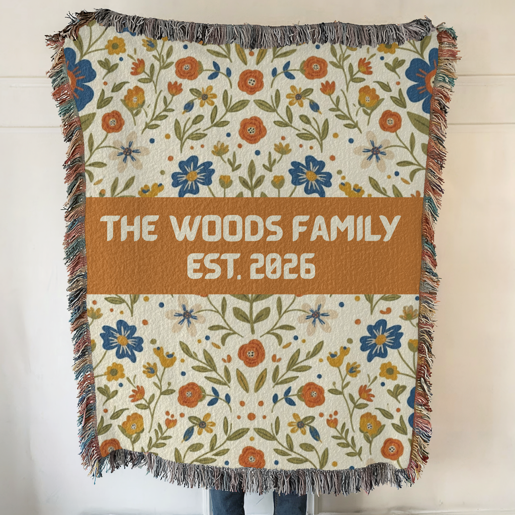 Personalized Wildflower Accent Woven Blanket Throw