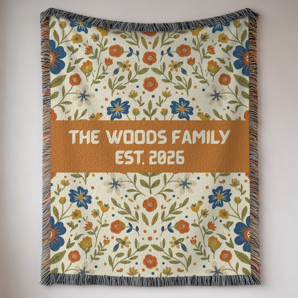 Personalized Wildflower Accent Woven Blanket Throw