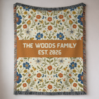 Personalized Wildflower Accent Woven Blanket Throw