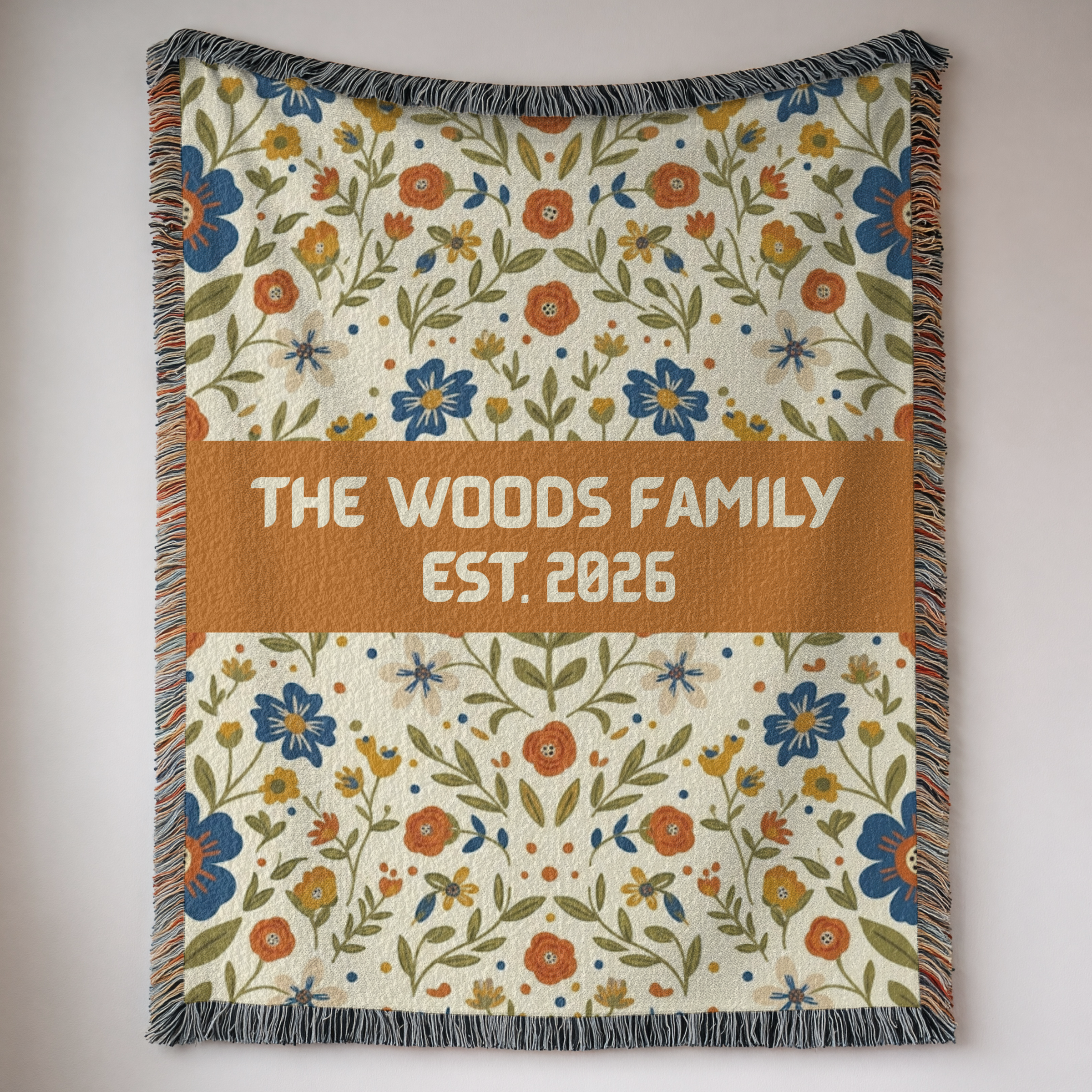 Personalized Wildflower Accent Woven Blanket Throw
