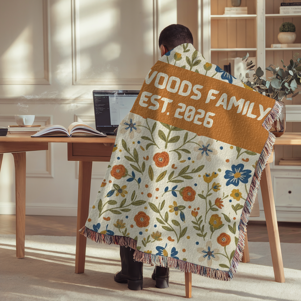 Personalized Wildflower Accent Woven Blanket Throw