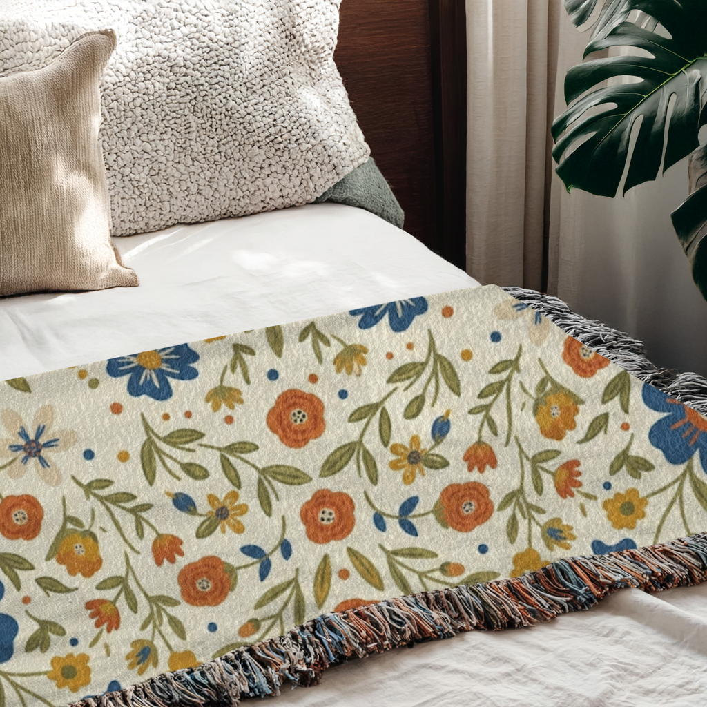 Personalized Wildflower Accent Woven Blanket Throw