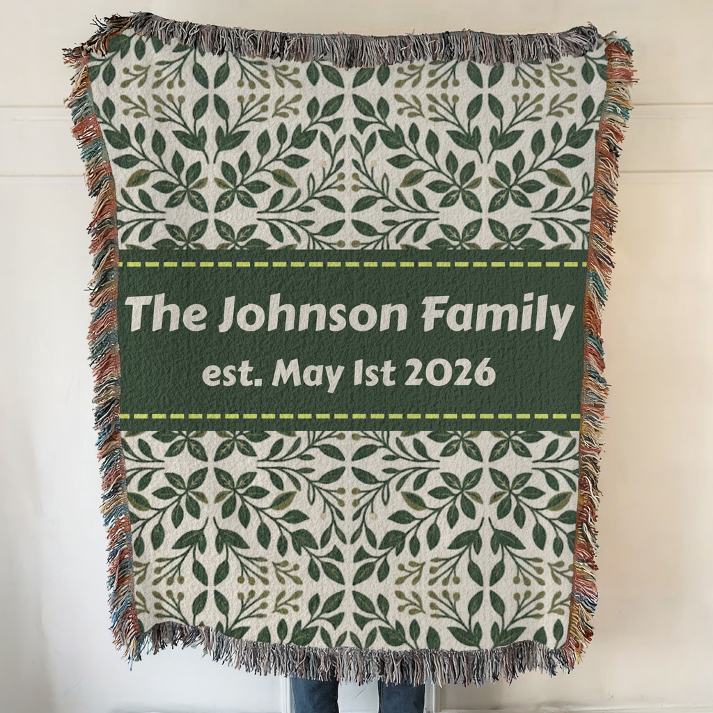 Personalized Botanical Garden Woven Blanket Throw