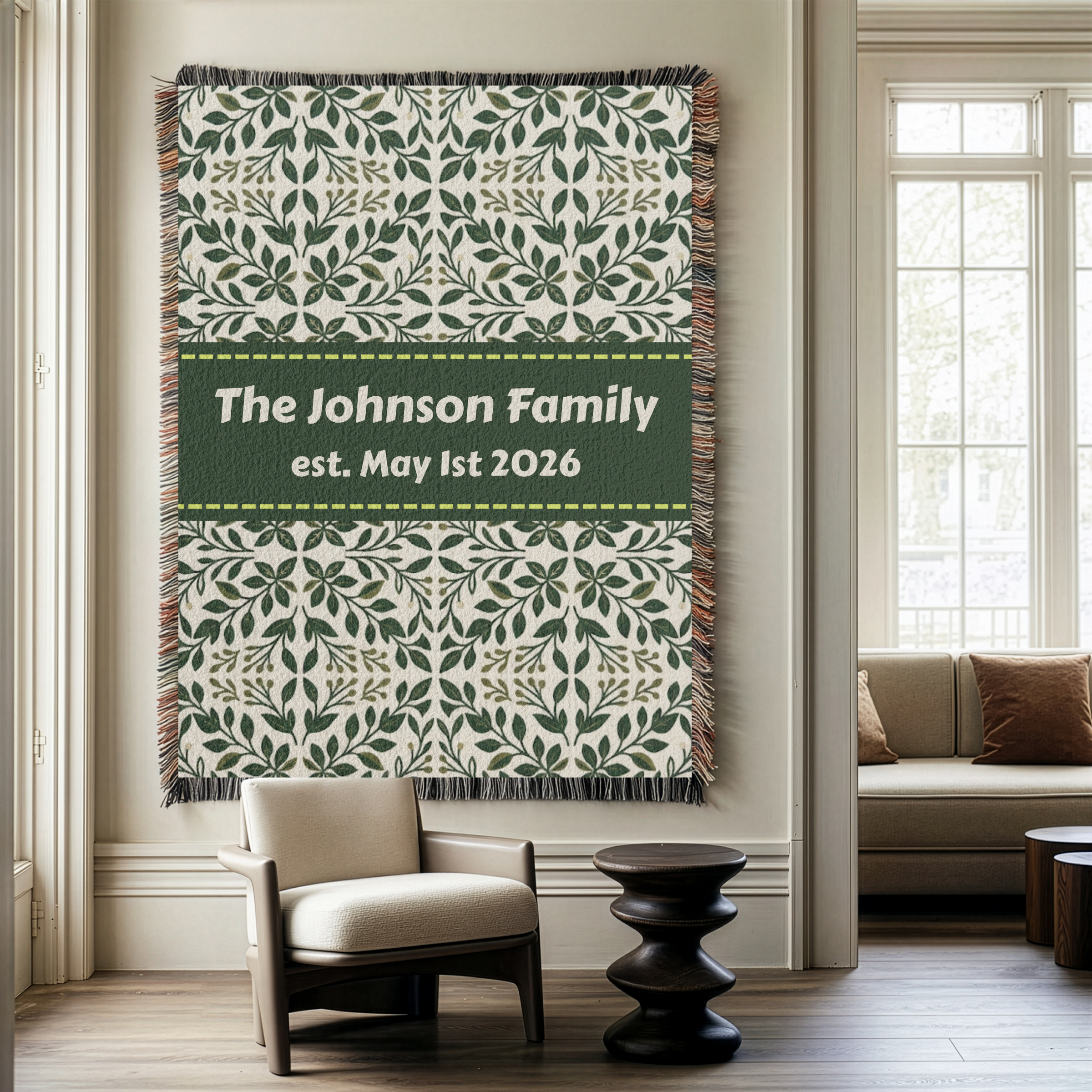 Personalized Botanical Garden Woven Blanket Throw