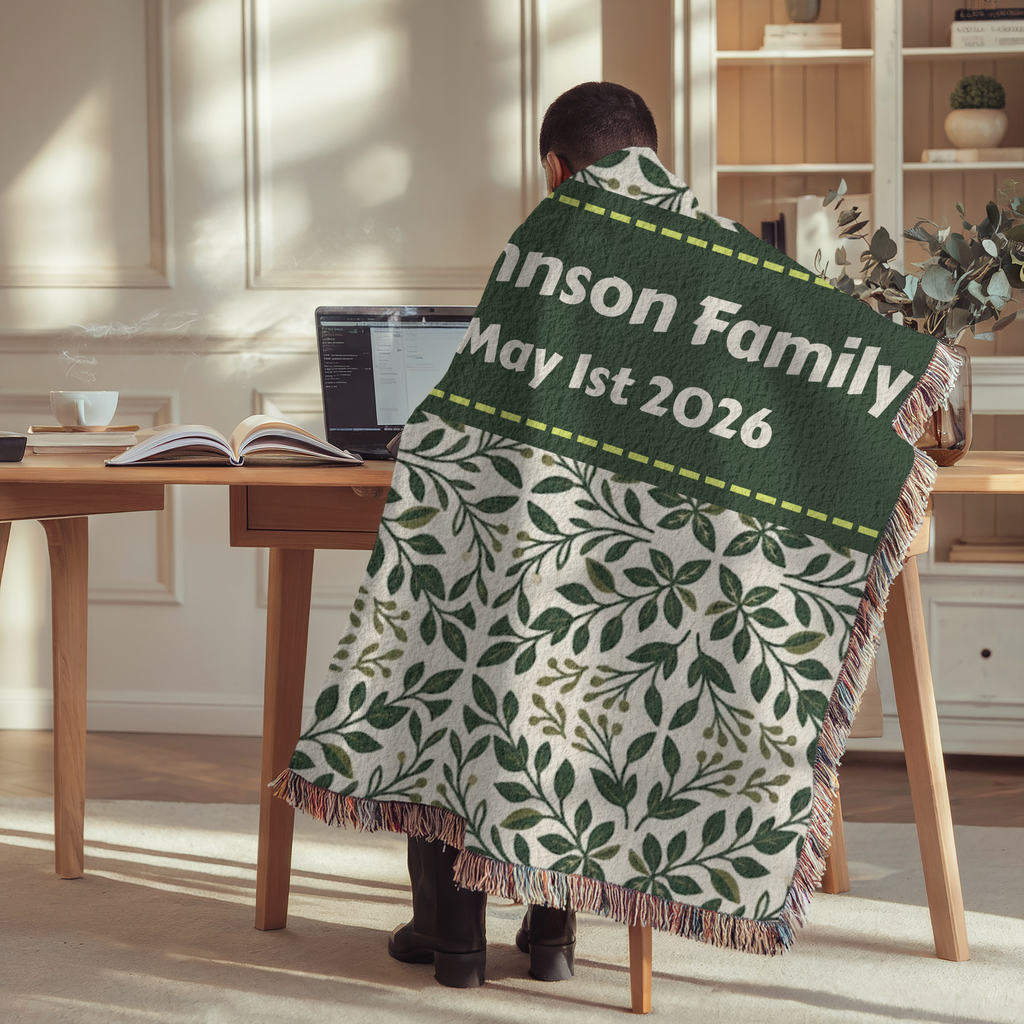 Personalized Botanical Garden Woven Blanket Throw