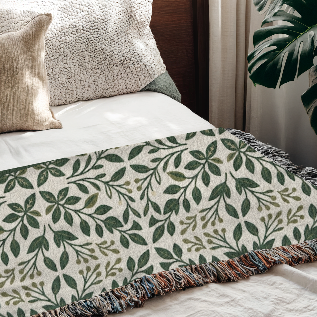 Personalized Botanical Garden Woven Blanket Throw