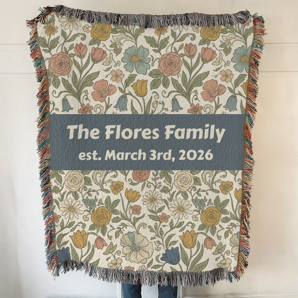 Personalized Floral Garden Woven Blanket Throw