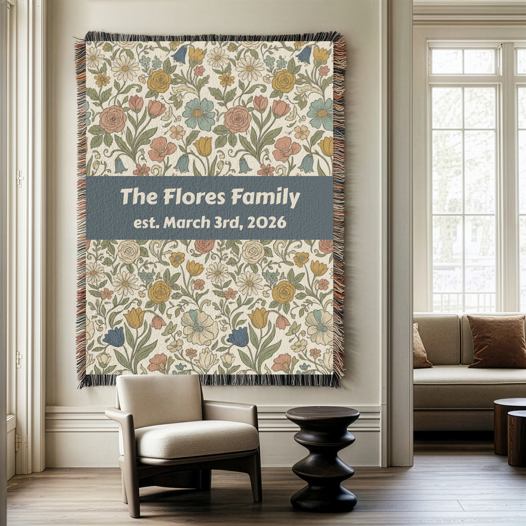 Personalized Floral Garden Woven Blanket Throw