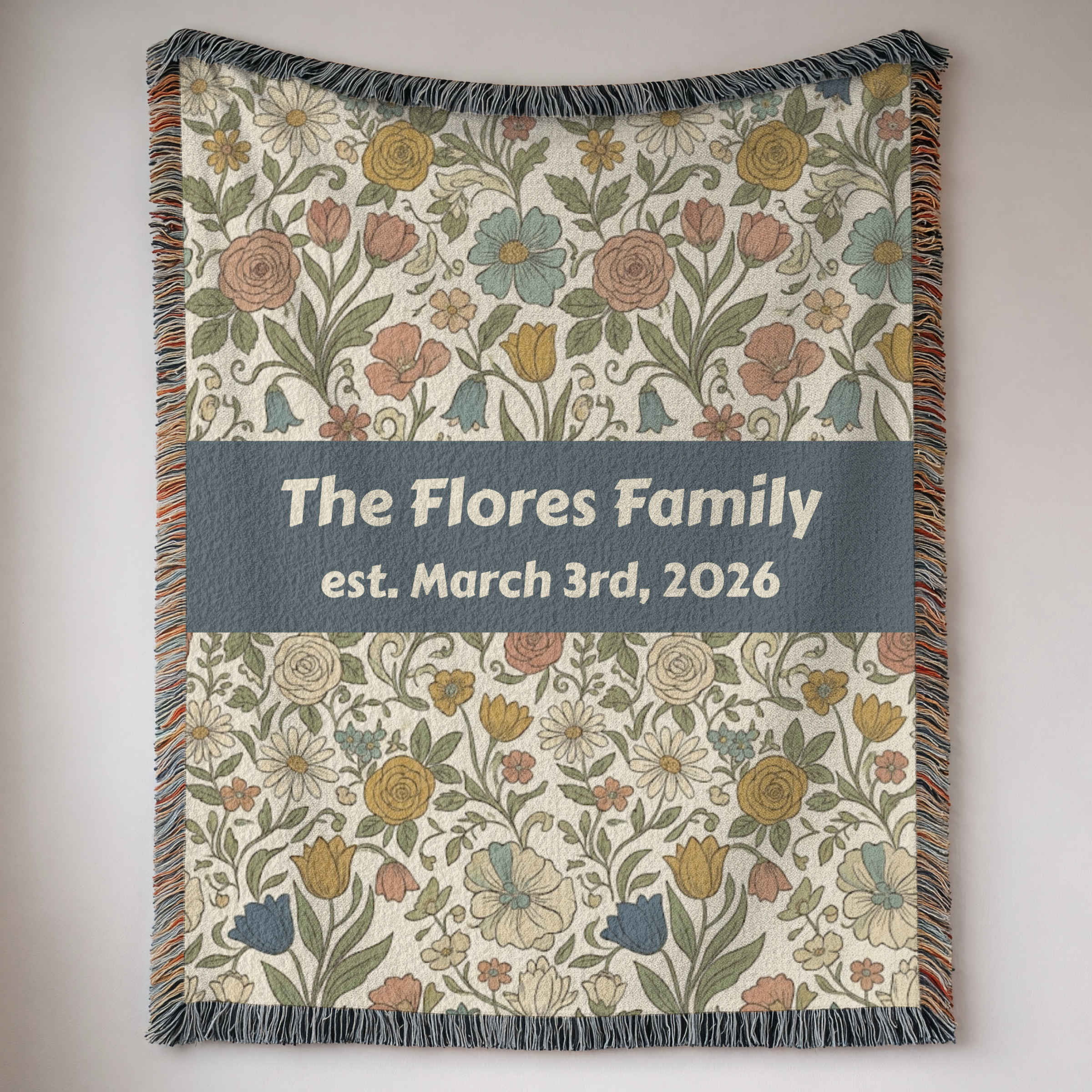 Personalized Floral Garden Woven Blanket Throw
