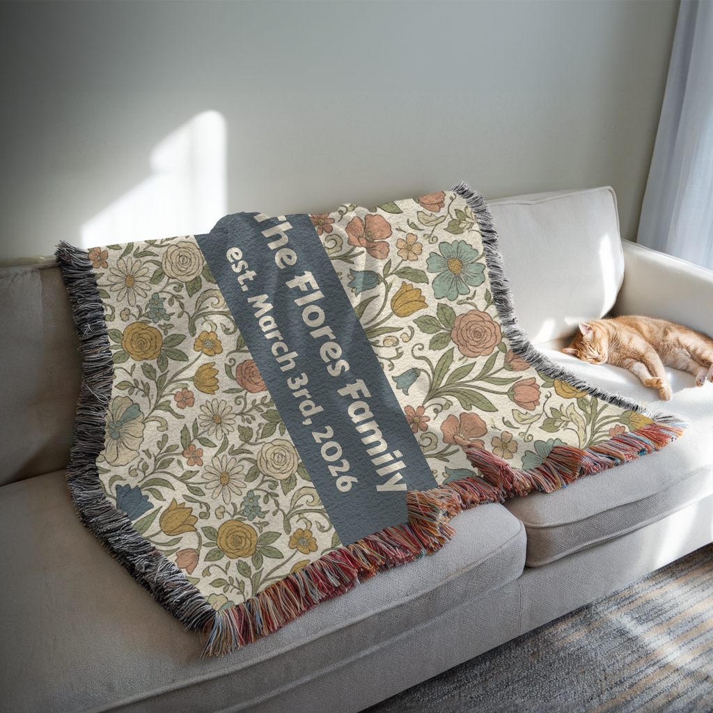 Personalized Floral Garden Woven Blanket Throw