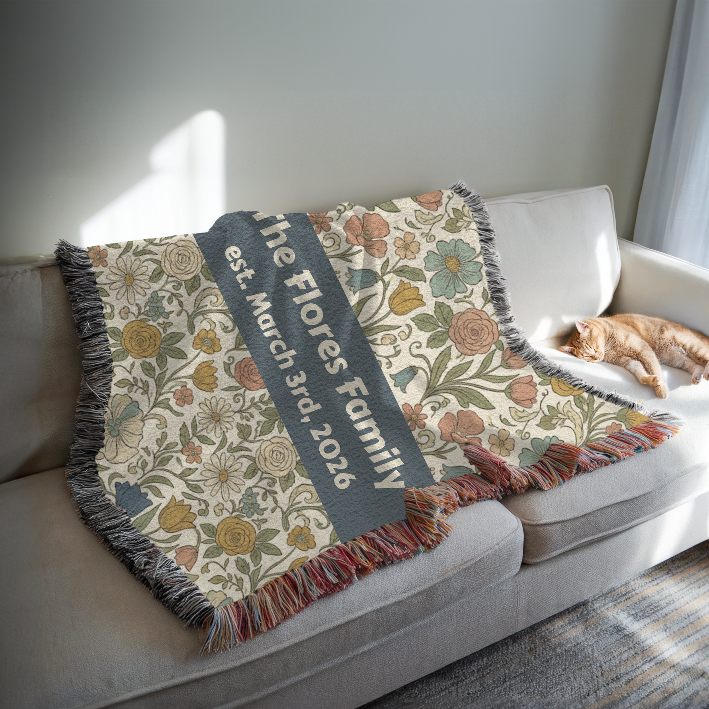 Personalized Floral Garden Woven Blanket Throw