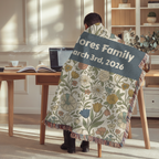 Personalized Floral Garden Woven Blanket Throw