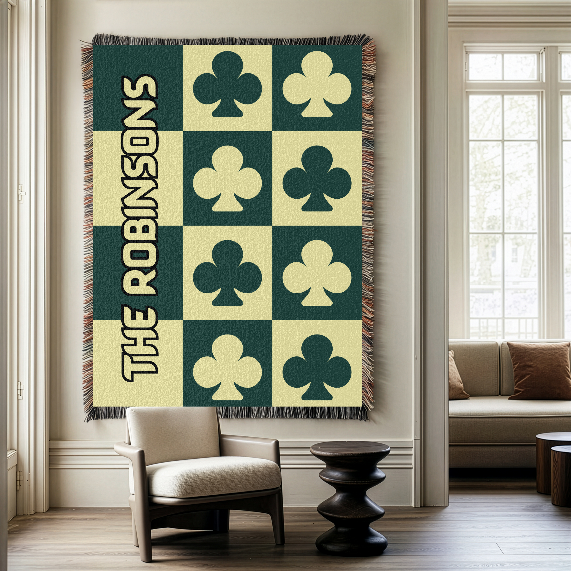 Personalized Family Shamrock Woven Blanket Throw