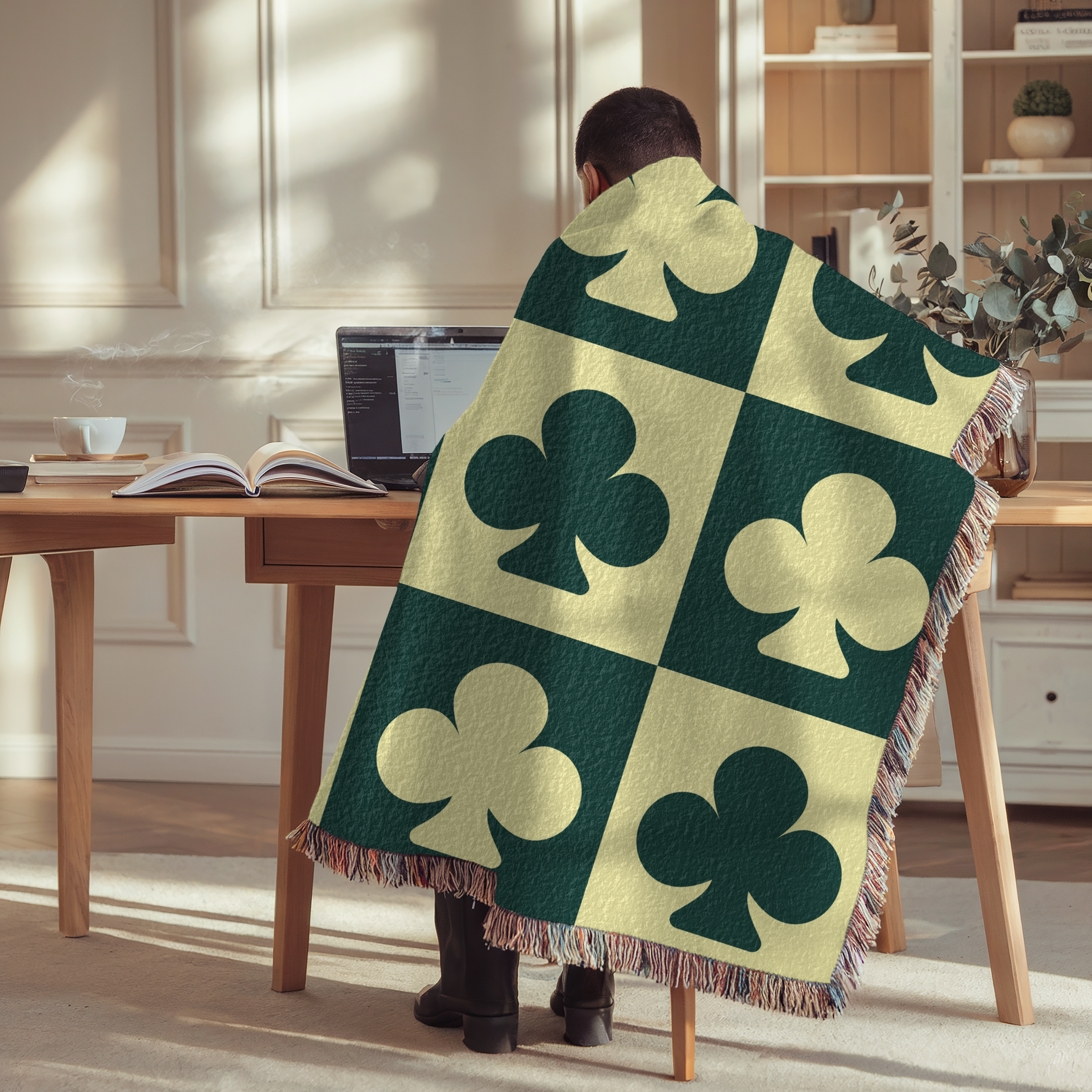 Personalized Family Shamrock Woven Blanket Throw