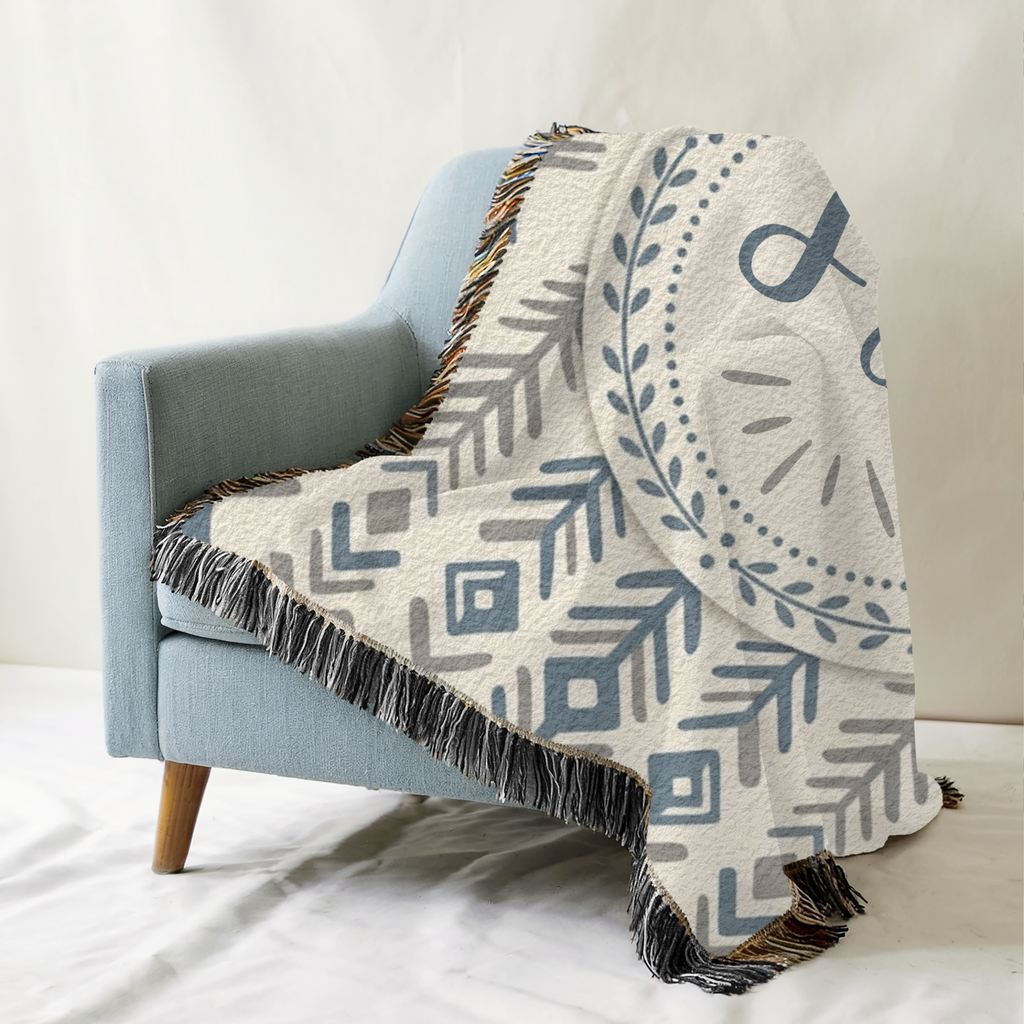 Personalized Initials Pine Forest Woven Blanket Throw