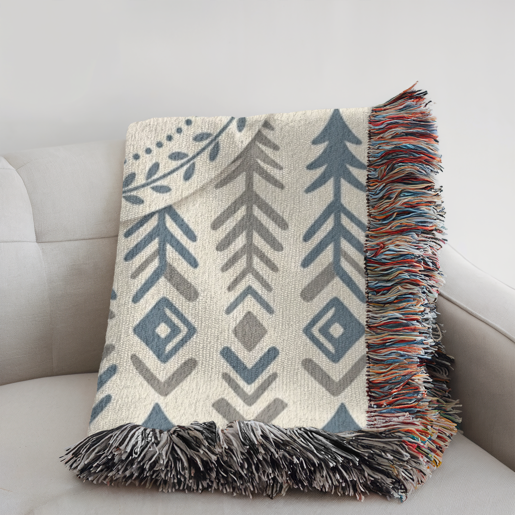 Personalized Initials Pine Forest Woven Blanket Throw